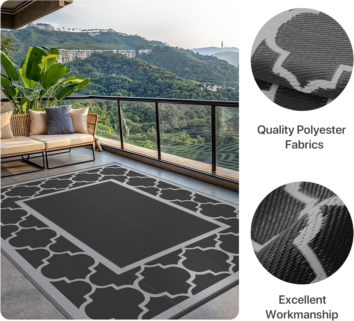 Thumbnail 2 de GENIMO Alfombra Exterior Reversible, Impermeable, 180x275 cm