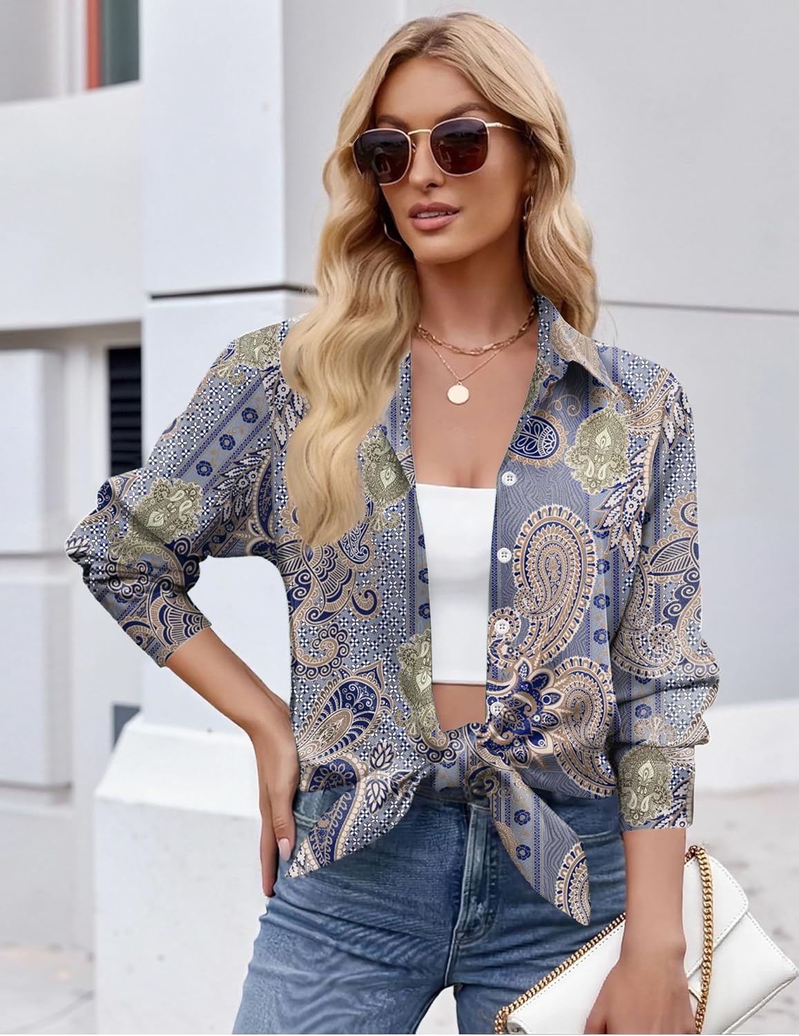 Thumbnail 4 de ZEAGOO Women's Button Down Shirt with Long Sleeves — Floral Prints for Everyday Workwear