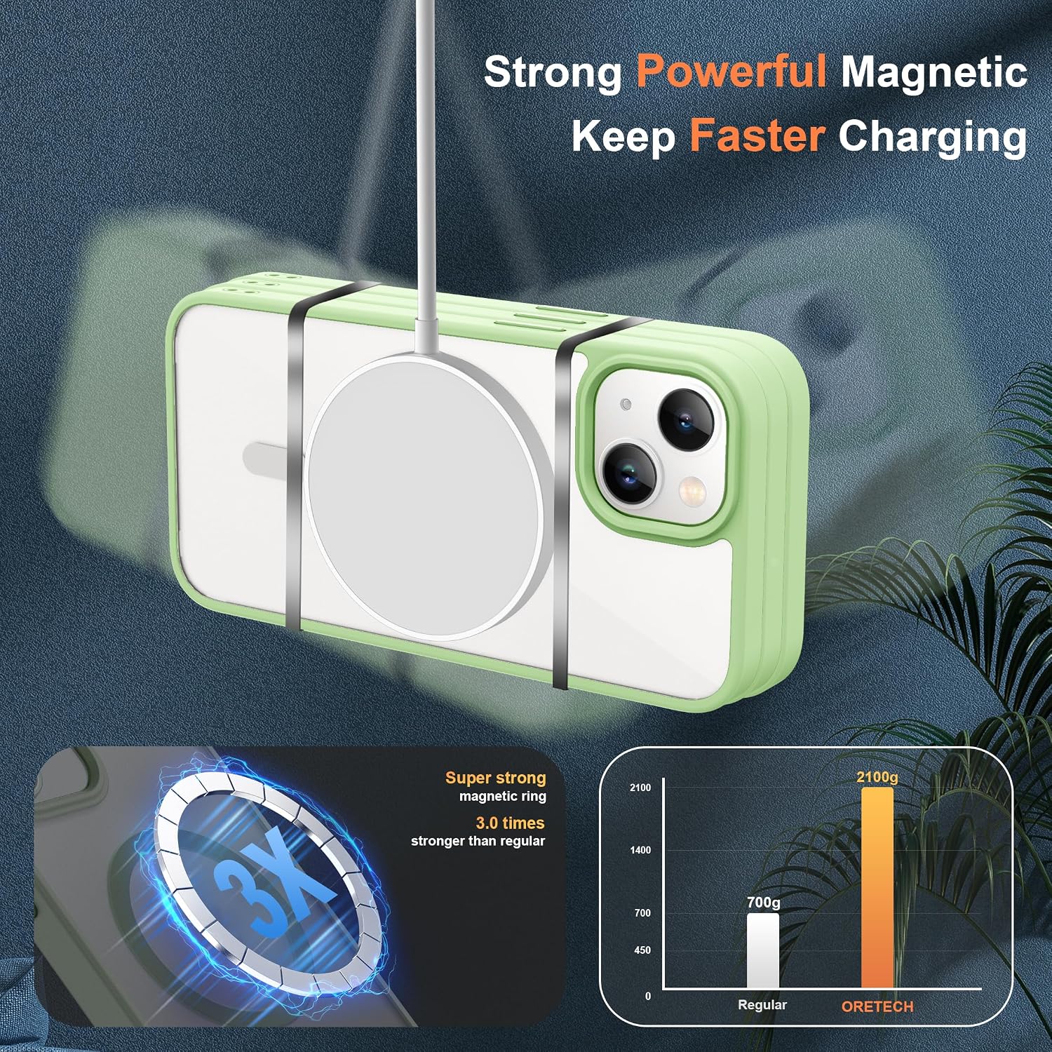 Thumbnail 2 de ORETECH Magnetisch iPhone 15 Hülle Cyan