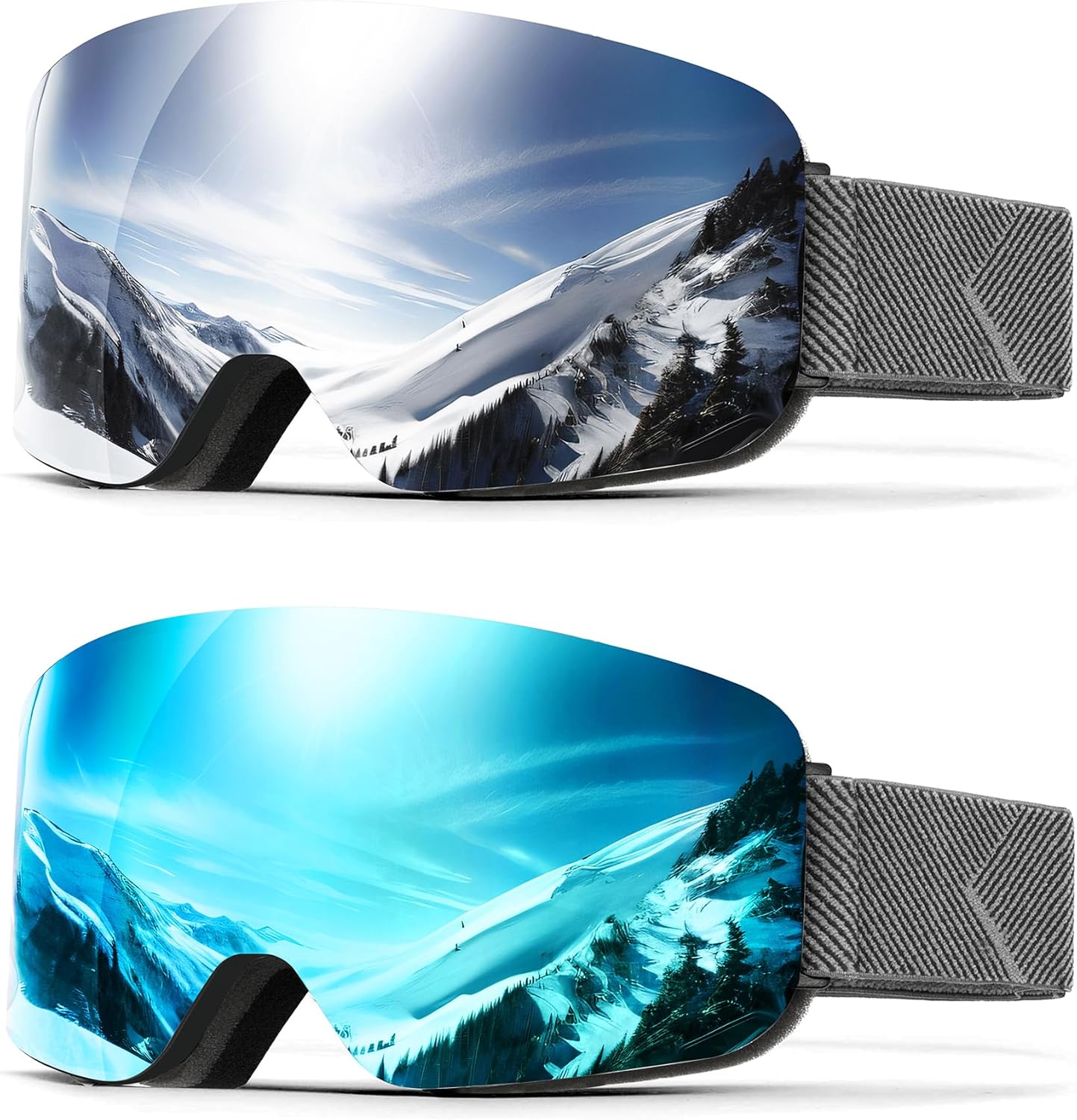 QALLY 2Pack Ski Goggles 100% UV Protection