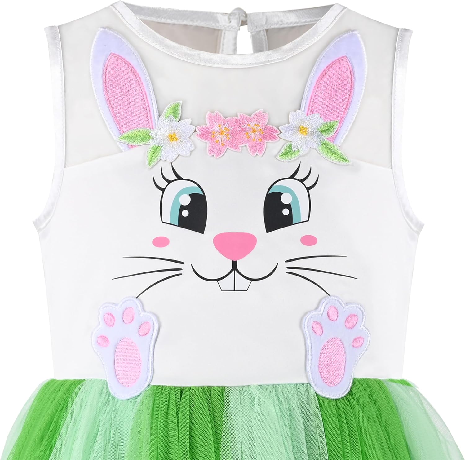 Thumbnail 3 de Sunny Fashion Girls Green Easter Rabbit High-Low Dress (Age 4–8) with Egg Hunting Bag