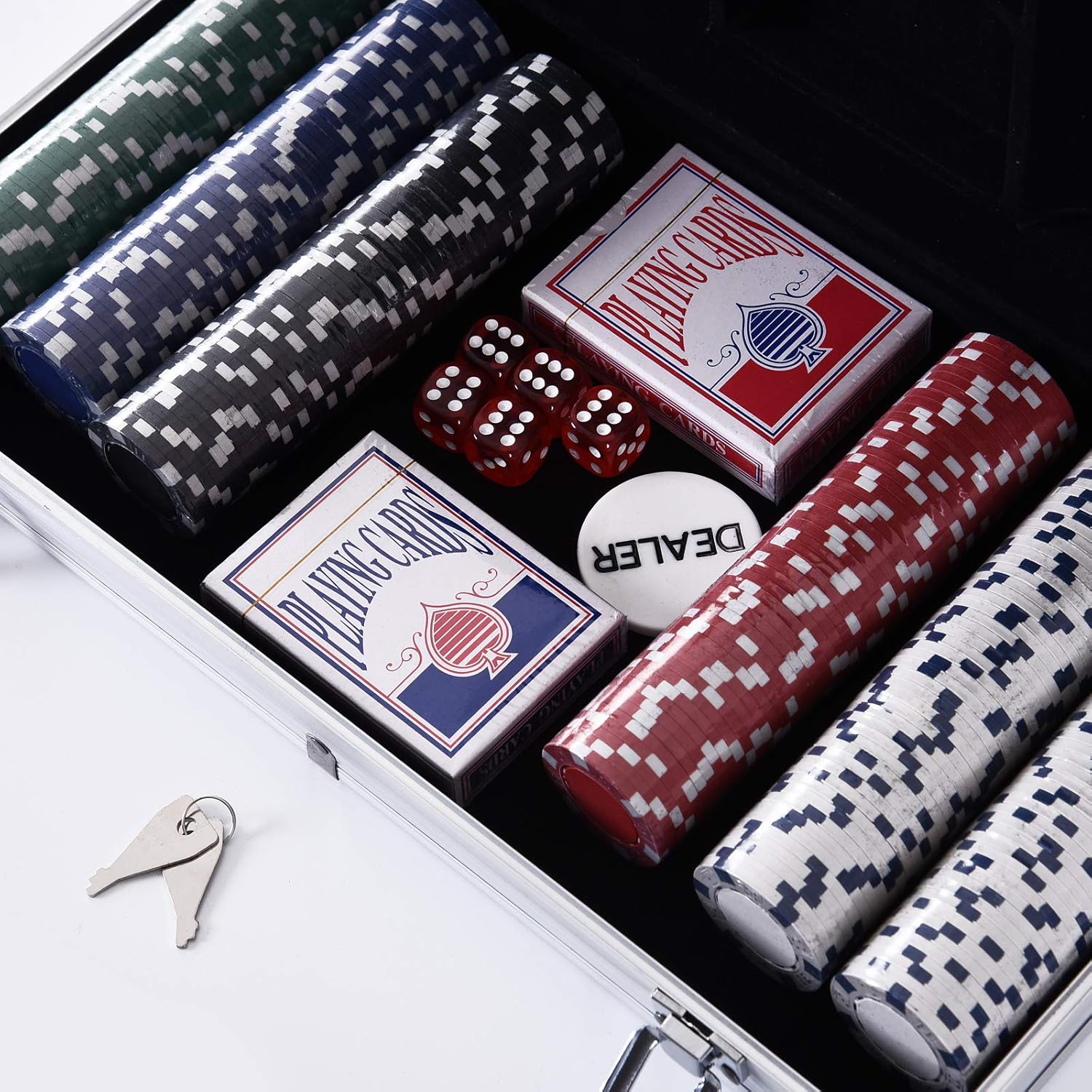 Thumbnail 4 de HOMCOM Mallette de Poker Coffret complet avec 300 jetons et 2 jeux de cartes – Aluminium robuste