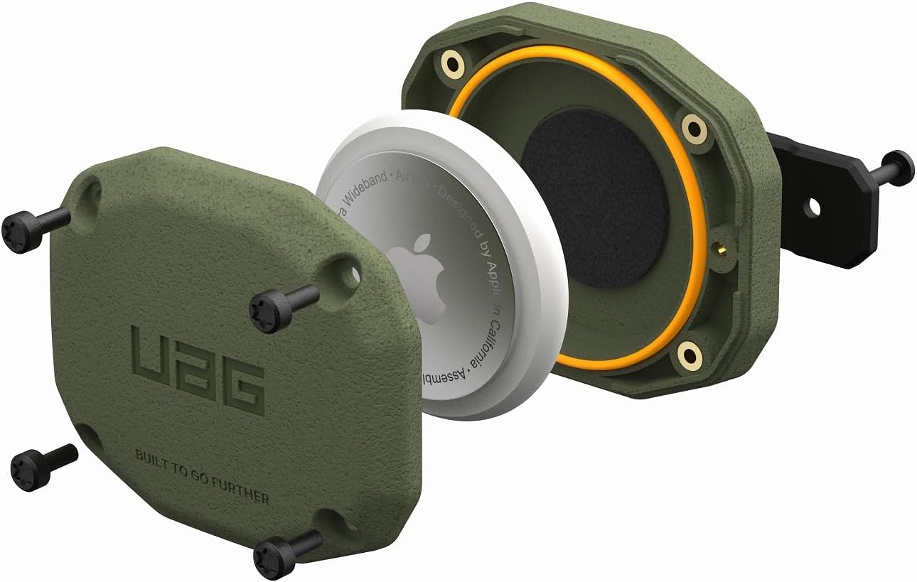 Detalle de URBAN ARMOR GEAR UAG-AITE-OL AirTag保護ケース ESSENTIAL ARMOR オリーブ、ネジ固定・縦横対応