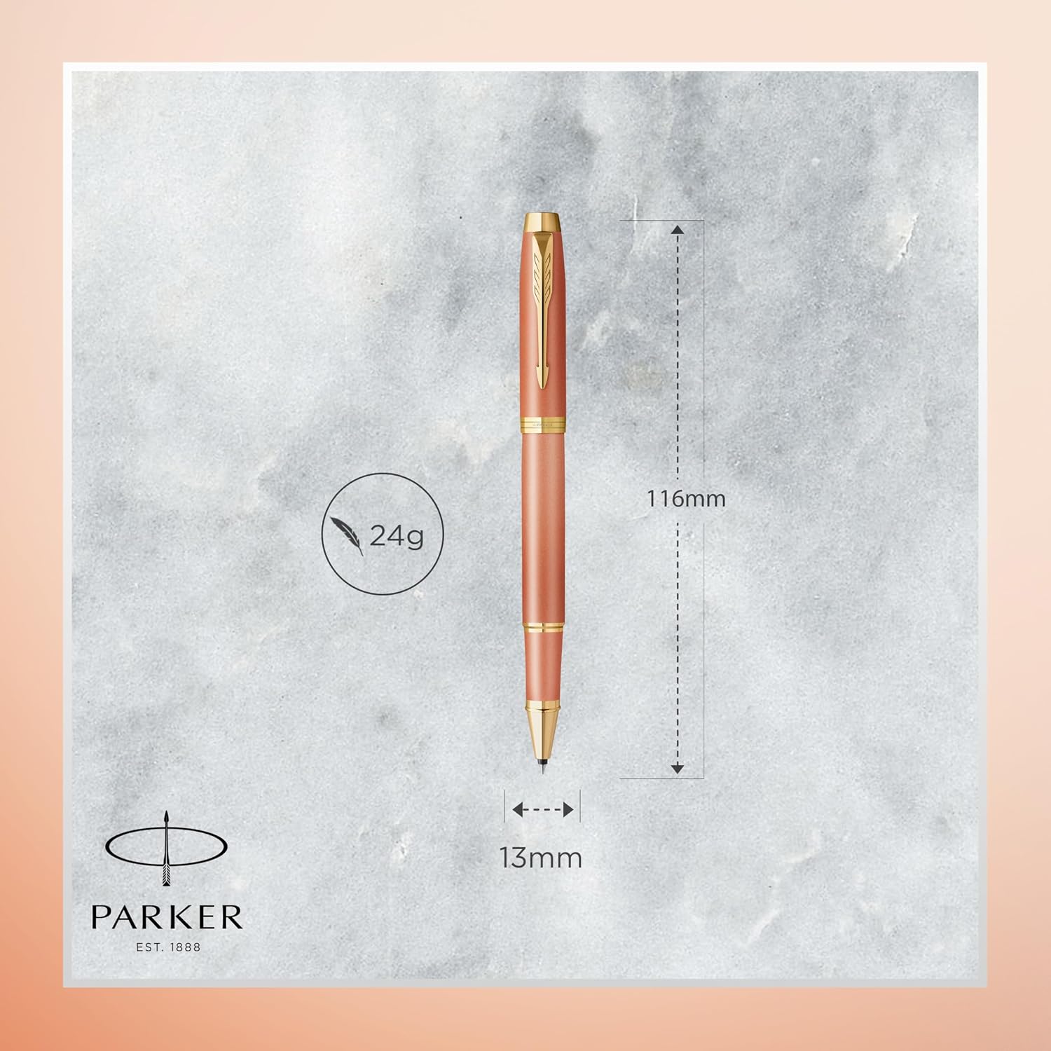 Detalle de Parker IM Writing Rituals Stylo roller – Orange exaltant, fin pointe, coffret cadeau