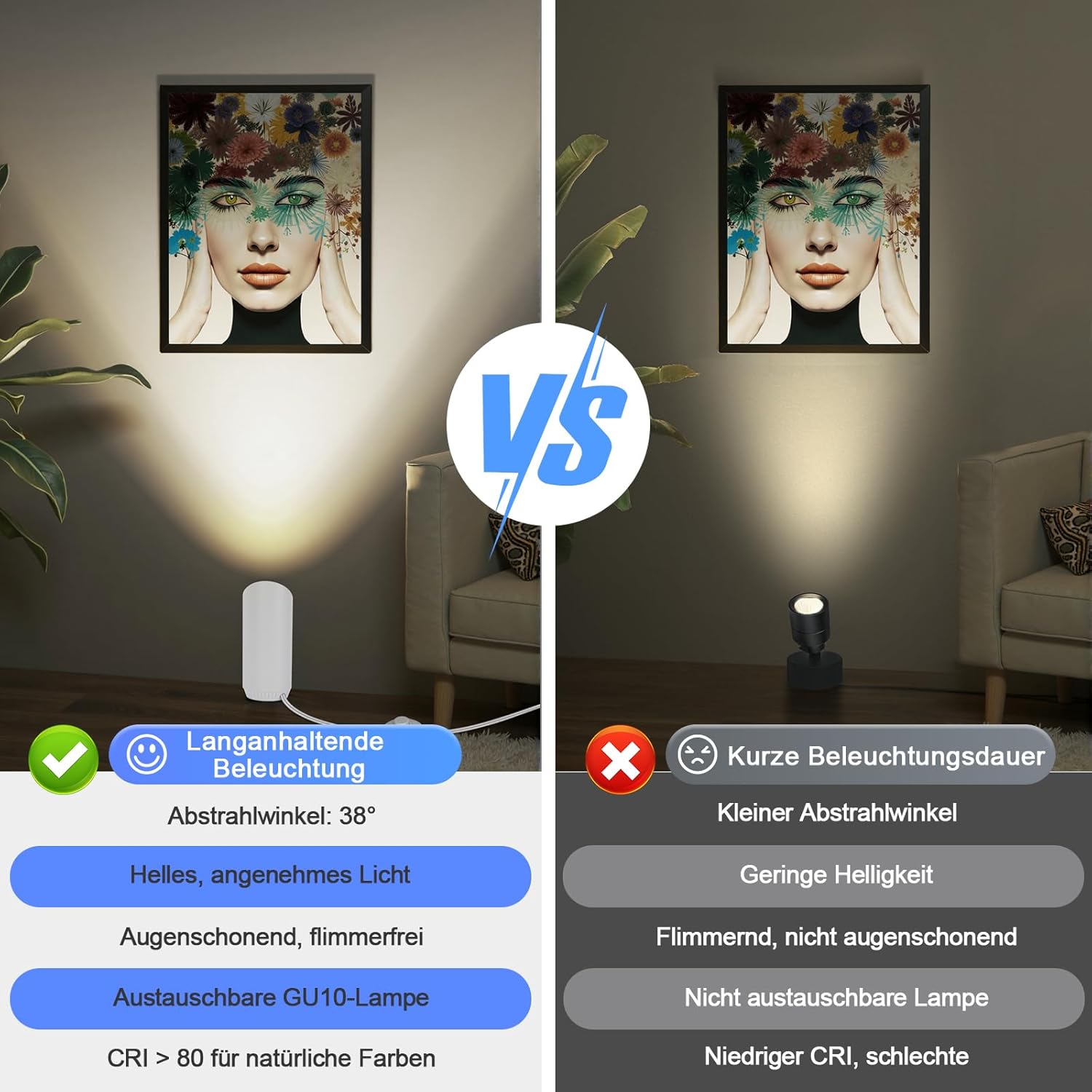Thumbnail 5 de HUAEU LED Bodenstrahler – 6W Uplight Spot im 2er-Set, inklusive GU10 LED-Lampen, Warmweiß 3000K
