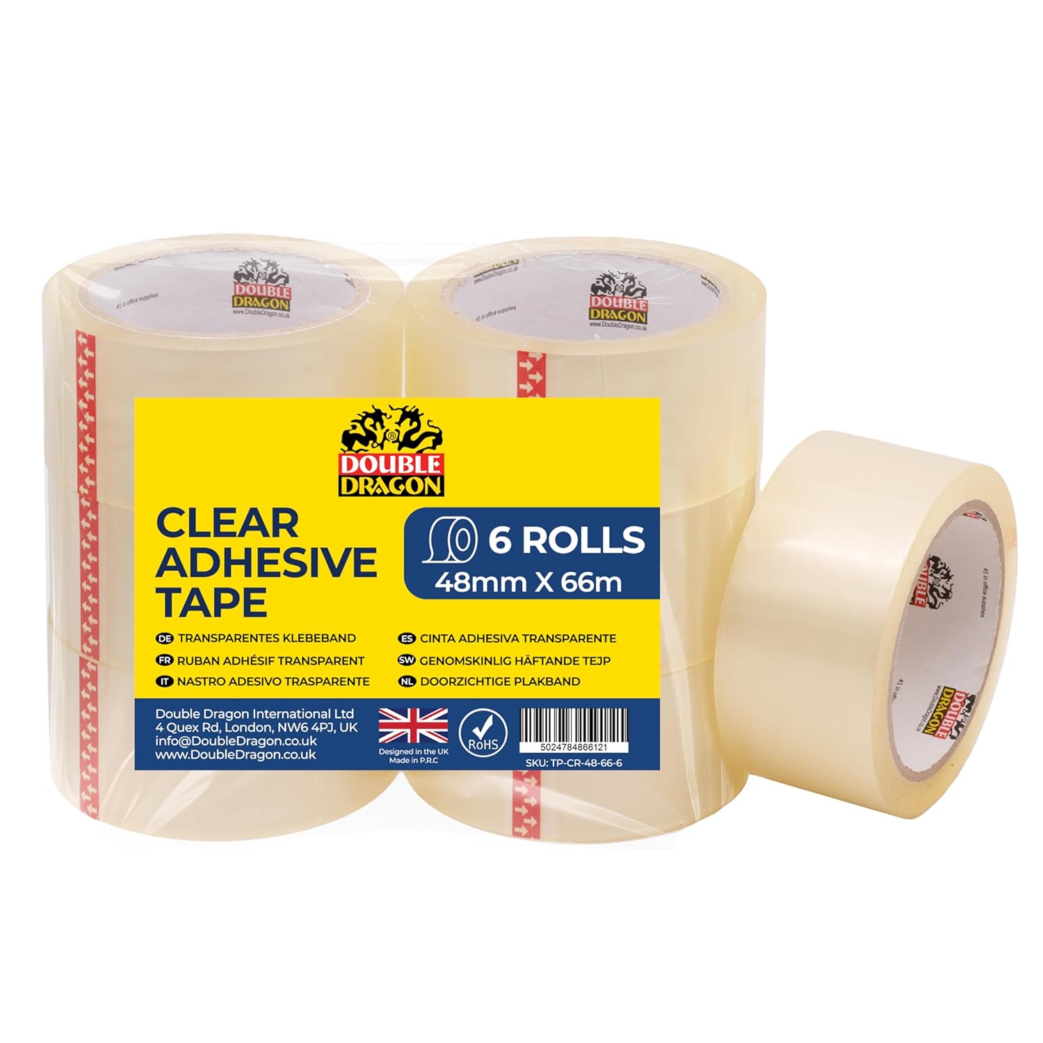 Thumbnail 6 de Double Dragon Extra Thick Fragile Printed Tape – 48mm x 66m (Pack of 3)