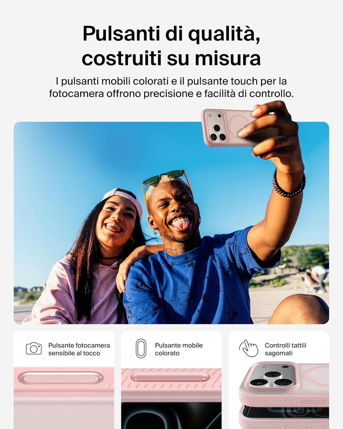 Thumbnail 4 de Belkin SheerForce Grip Cover per iPhone 17 Pro – MagSafe, trasparente rosa, bumper antiscivolo