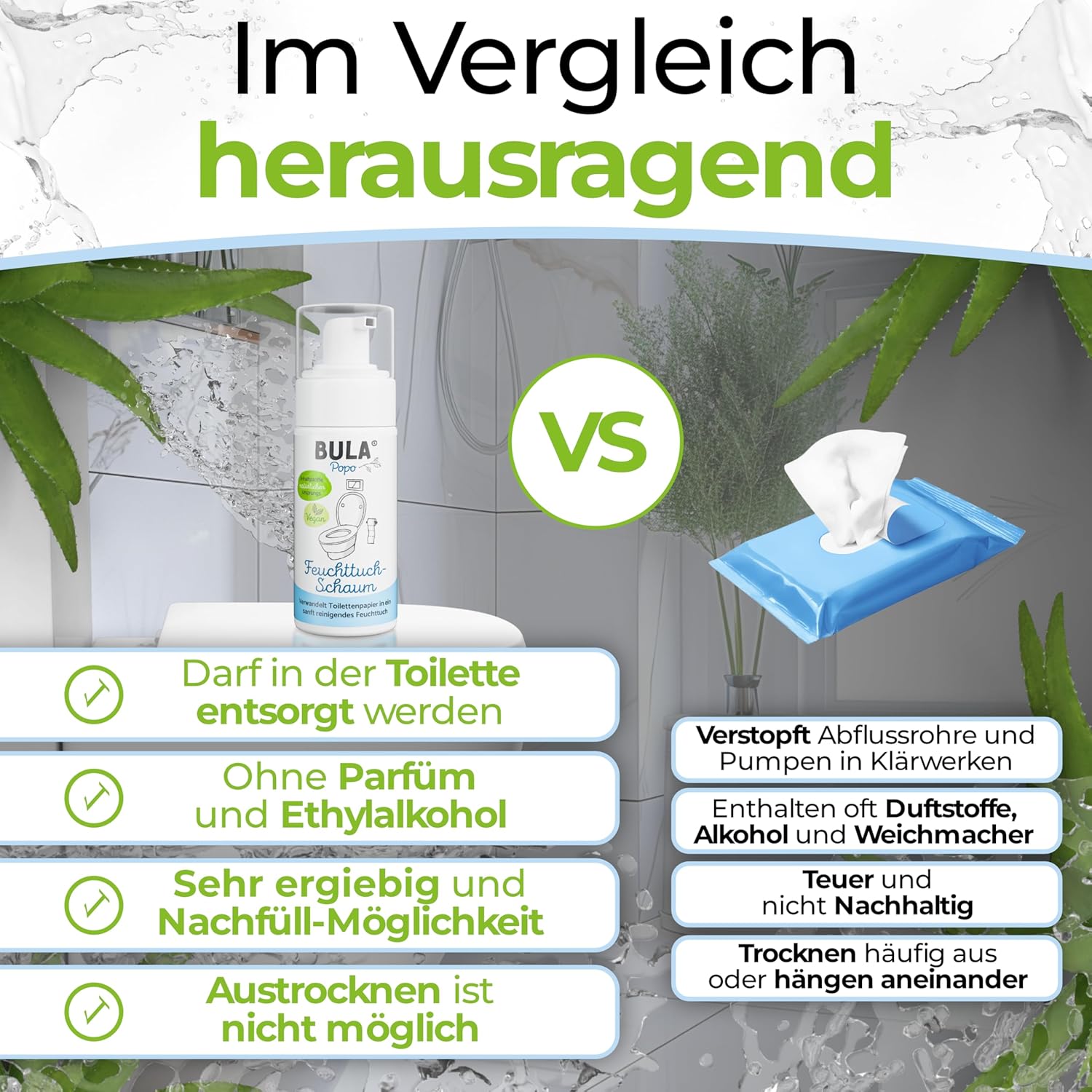 Thumbnail 6 de BULA® Popo Feuchttuch Schaum für Toilettenpapier (Baby & Toilette), 150 ml – parfumfrei, ohne Alkohol
