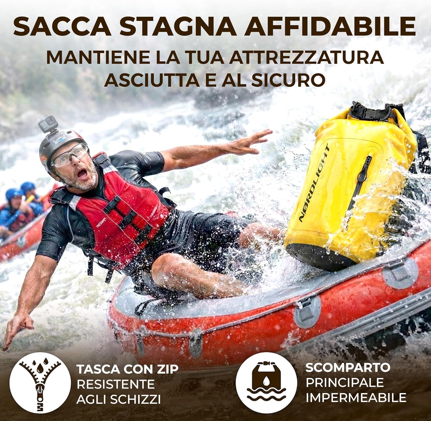 Detalle 2 de Nordlight Dry Bag Sacca impermeabile da 30 litri con custodia per cellulare e chiusura arrotolabile