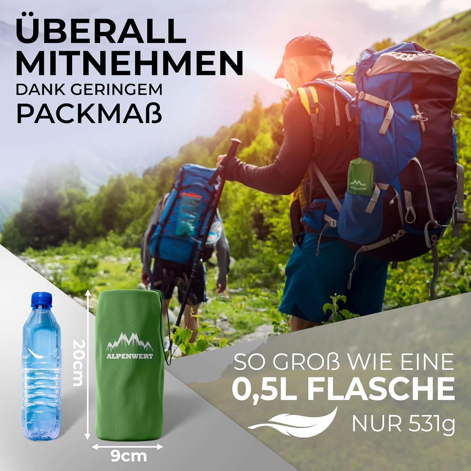 Thumbnail 2 de Alpenwert Isomatte Outdoor: ultraleichte Luftmatratze fürs Camping & Wandern (531 g)