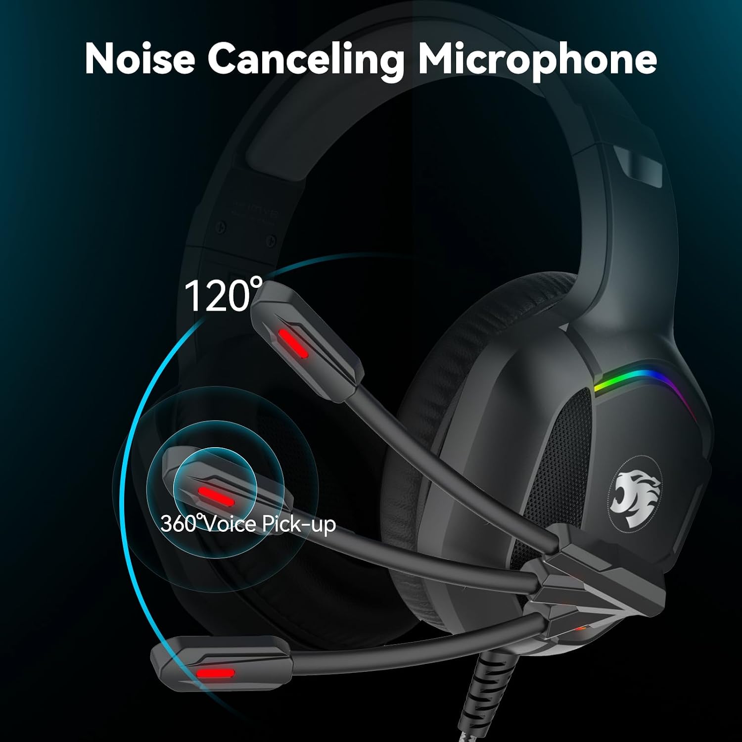 Detalle de IMYB A36 Wired Gaming Headset with Mic, RGB and 50 mm Drivers