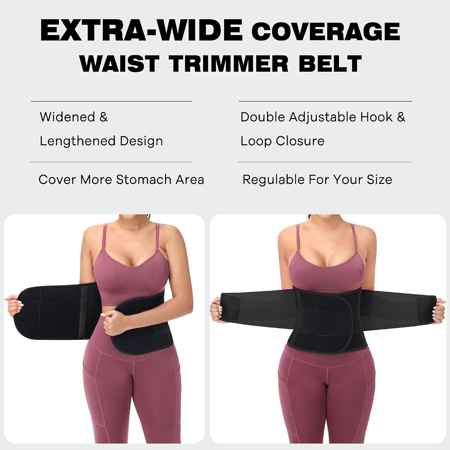 Detalle de VENUZOR Waist Trainer Belt with Adjustable Hook-and-Loop Closure