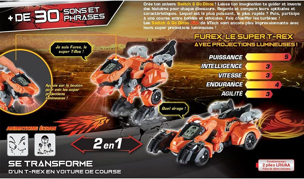 Thumbnail 2 de VTech 538005 Switch & Go Dinos Furex T-Rex Transforming Toy Car