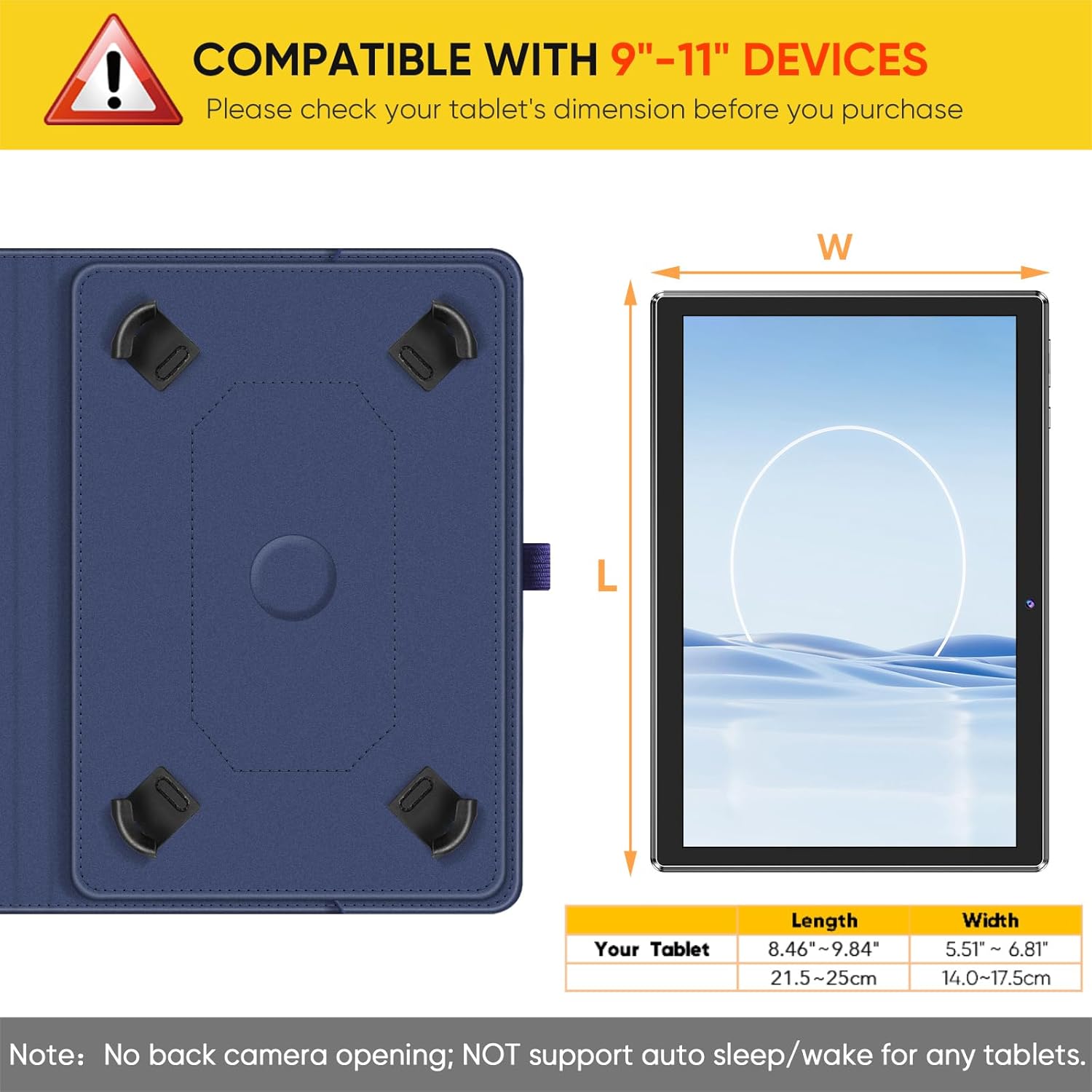 Detalle de FINTIE Universal Tablet Hülle 9–11 Zoll (Indigoblau) mit 360° Drehung – für Modelle wie DOOGEE U11/Tab G6 & mehr