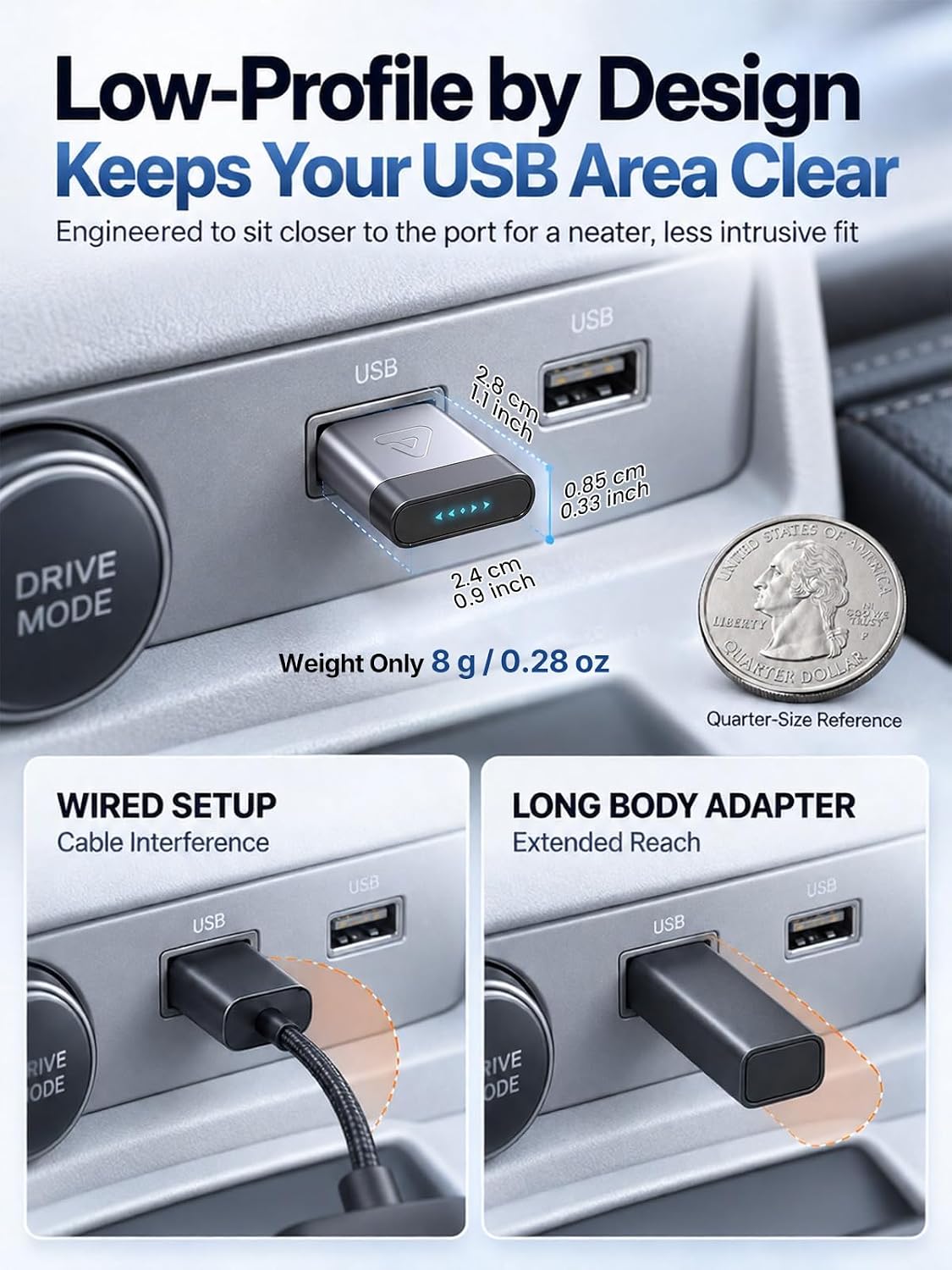 Detalle de Wireless CarPlay Adapter with Gold-Plated USB Connector