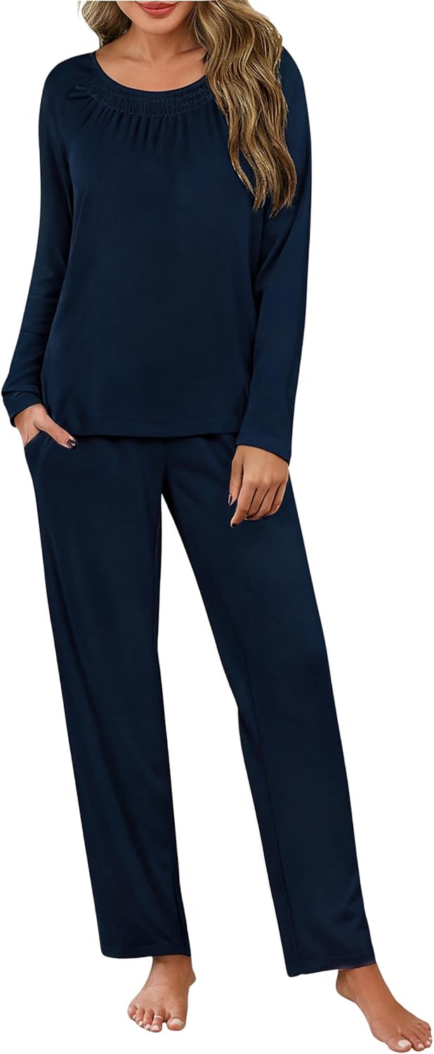 Thumbnail 6 de Uniexcosm Ensemble de Pyjama Femme Hiver – Pijama 2 pièces manches longues, Col ras du cou