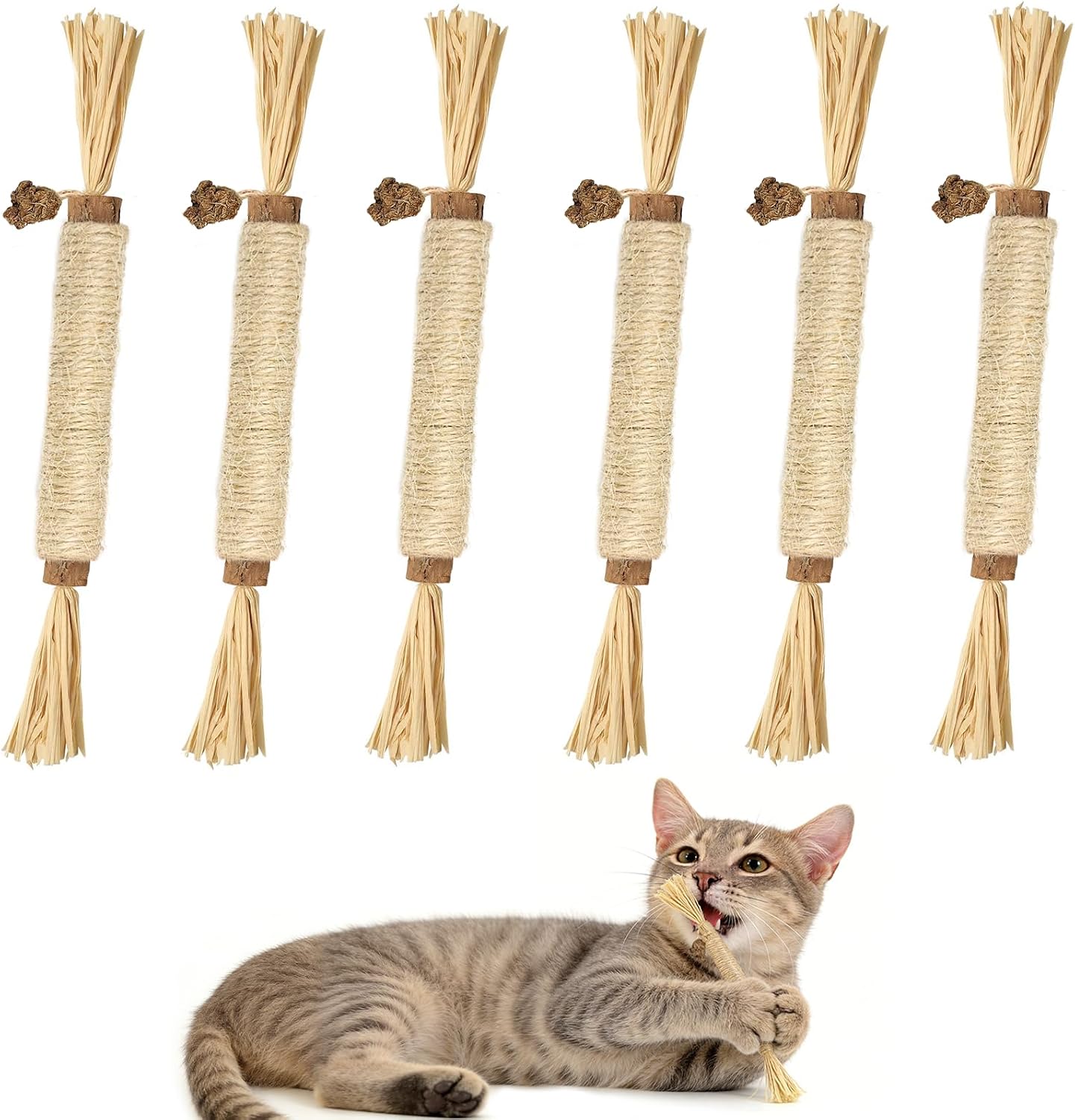 Detalle de Nepfaivy Katzenspielzeug Katzenminze Sticks – 6 Stück Silbervine-Kauspielzeug für Katzen