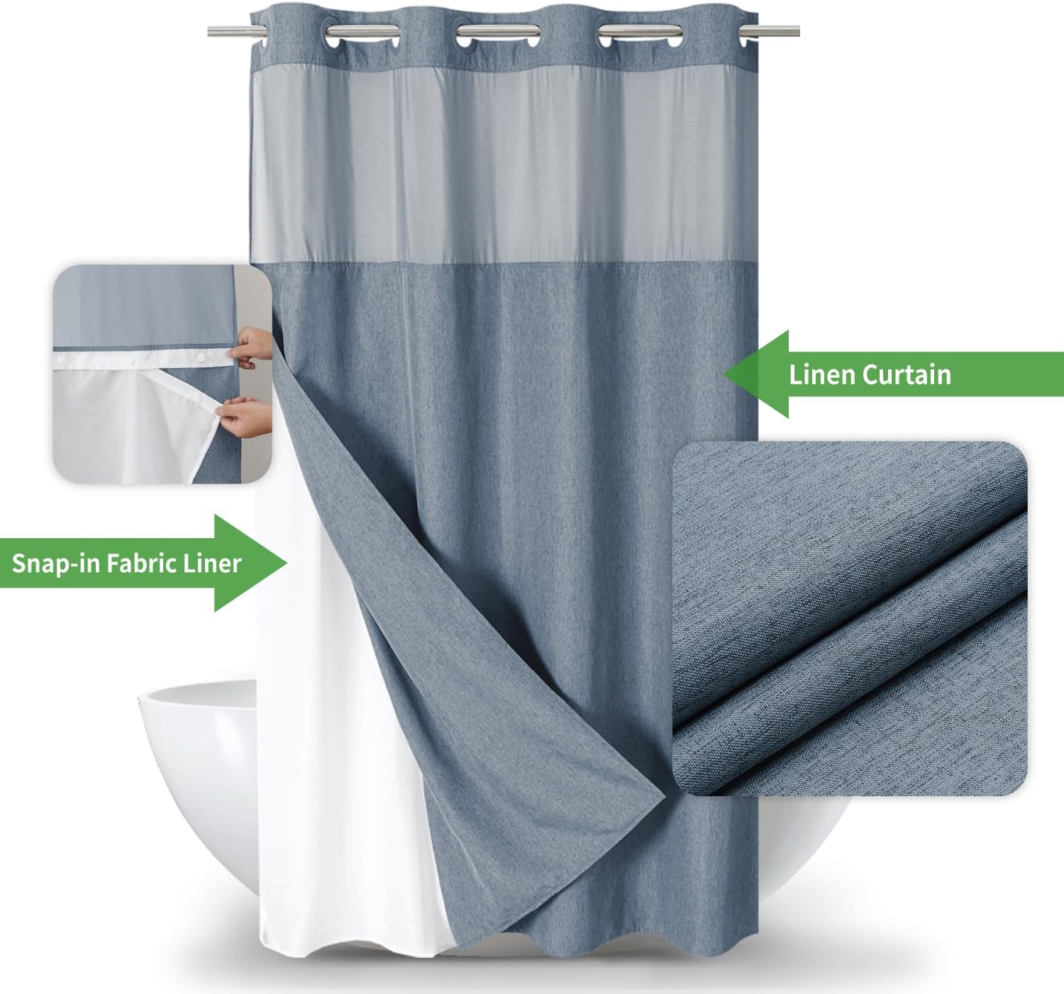 Detalle 2 de eachope Stall Linen Shower Curtain 54x80