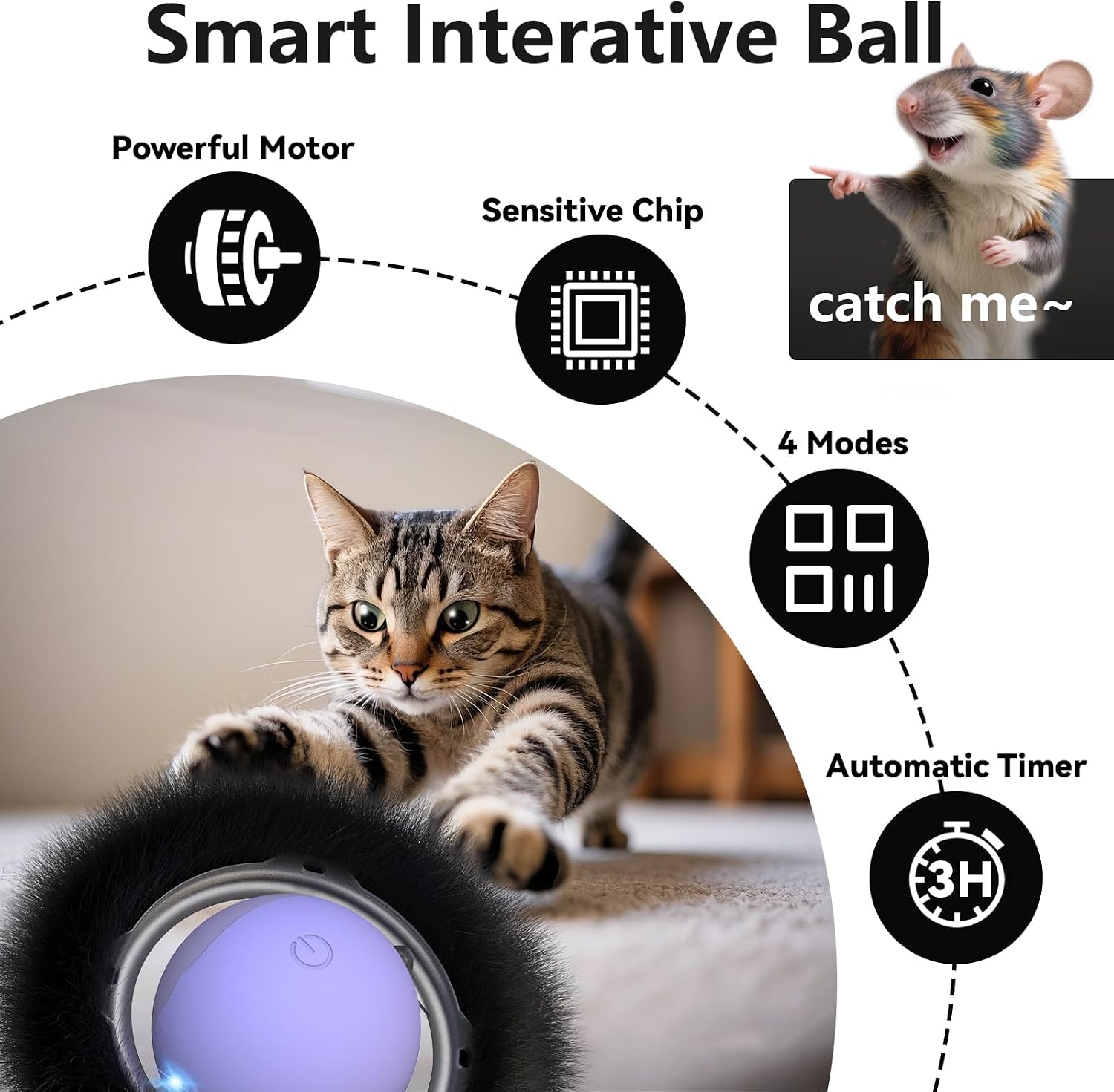 Thumbnail 3 de GoldenSun Interactive Smart Moving Ball Kitten Toy