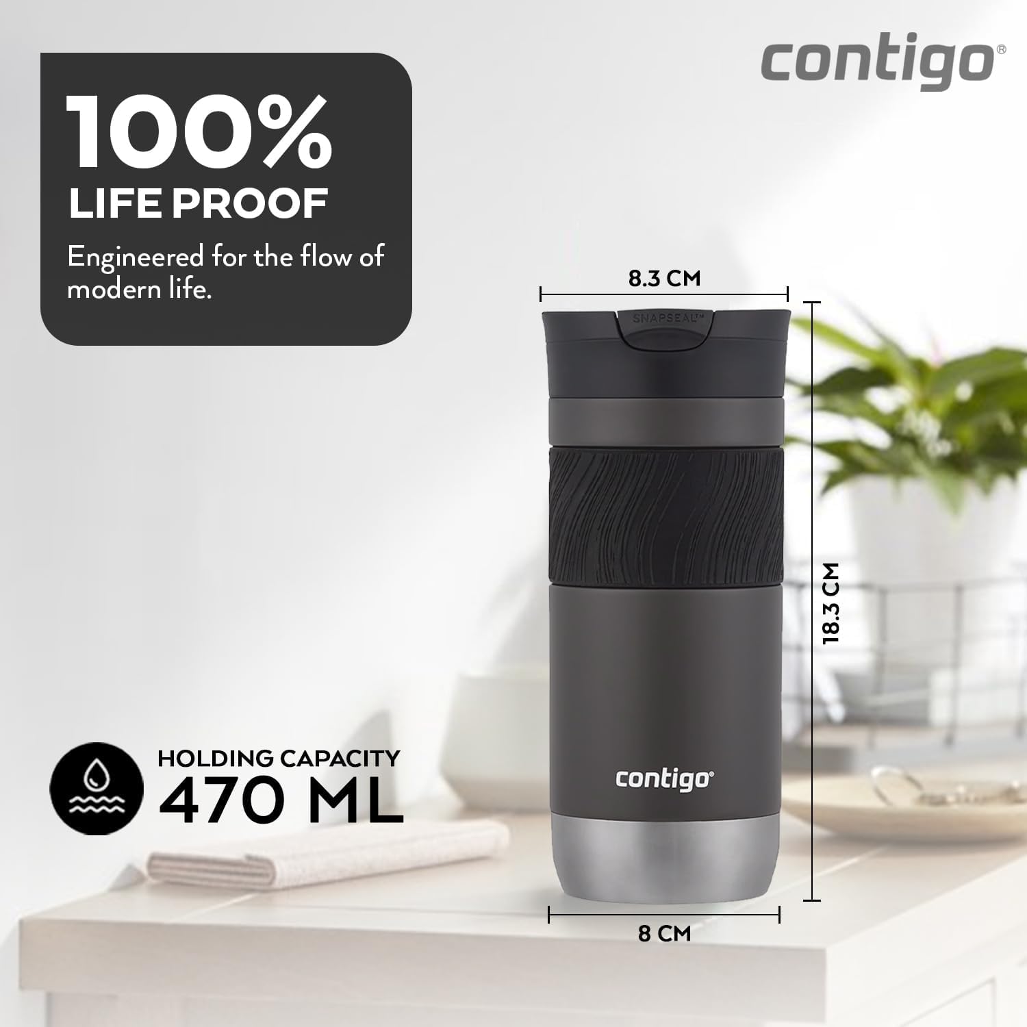 Thumbnail 2 de Contigo Byron Autoseal Travel Mug: 470 ml of leakproof, litre-friendly convenience