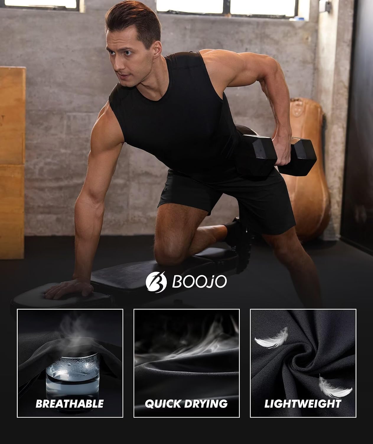 Detalle de BOOJO Gym Shorts Men UK for Running with Pockets – Quick-Dry, Durable Comfort