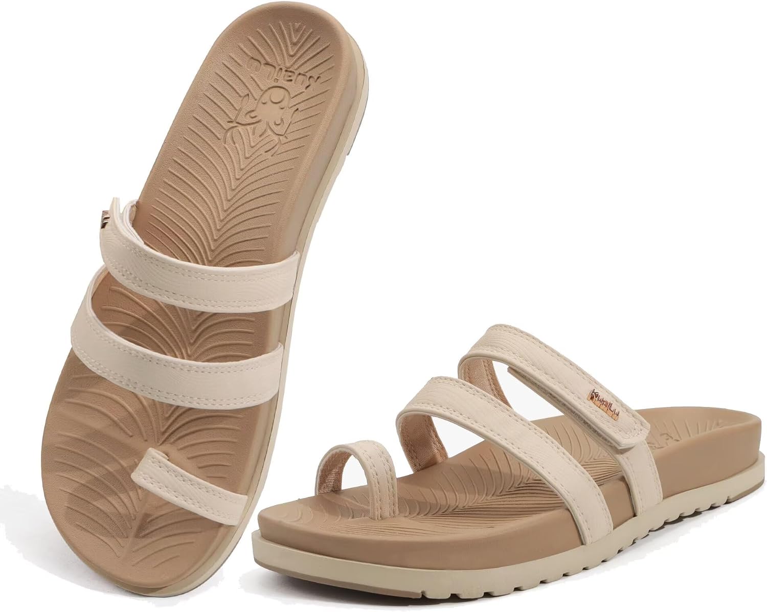 Detalle de KuaiLu Women's Slides Sandals with Plantar Fasciitis Arch Support – Adjustable, Lightweight Orthotic Slip-On