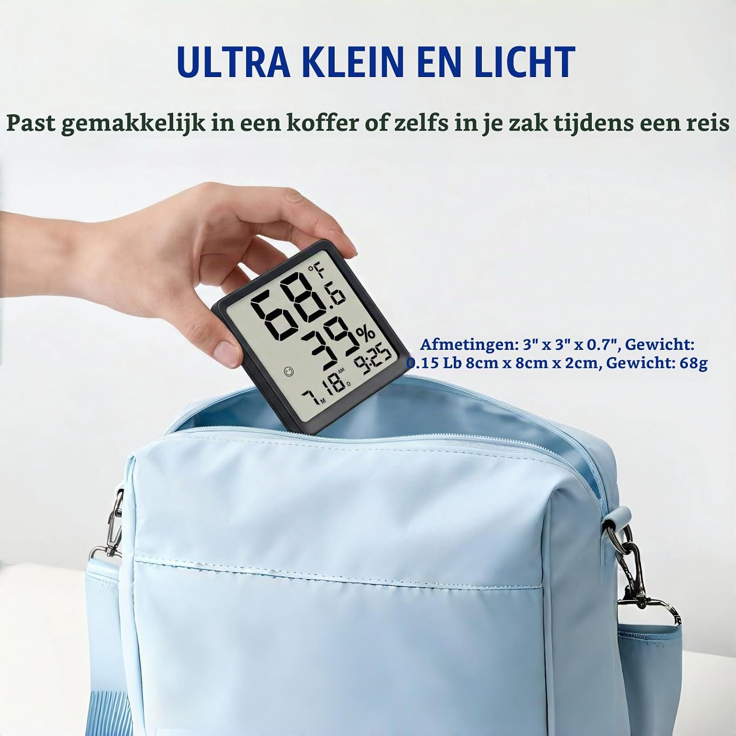 Detalle 2 de Plumeet VLEU-8052-BL digitale hygrometer en thermometer met klok