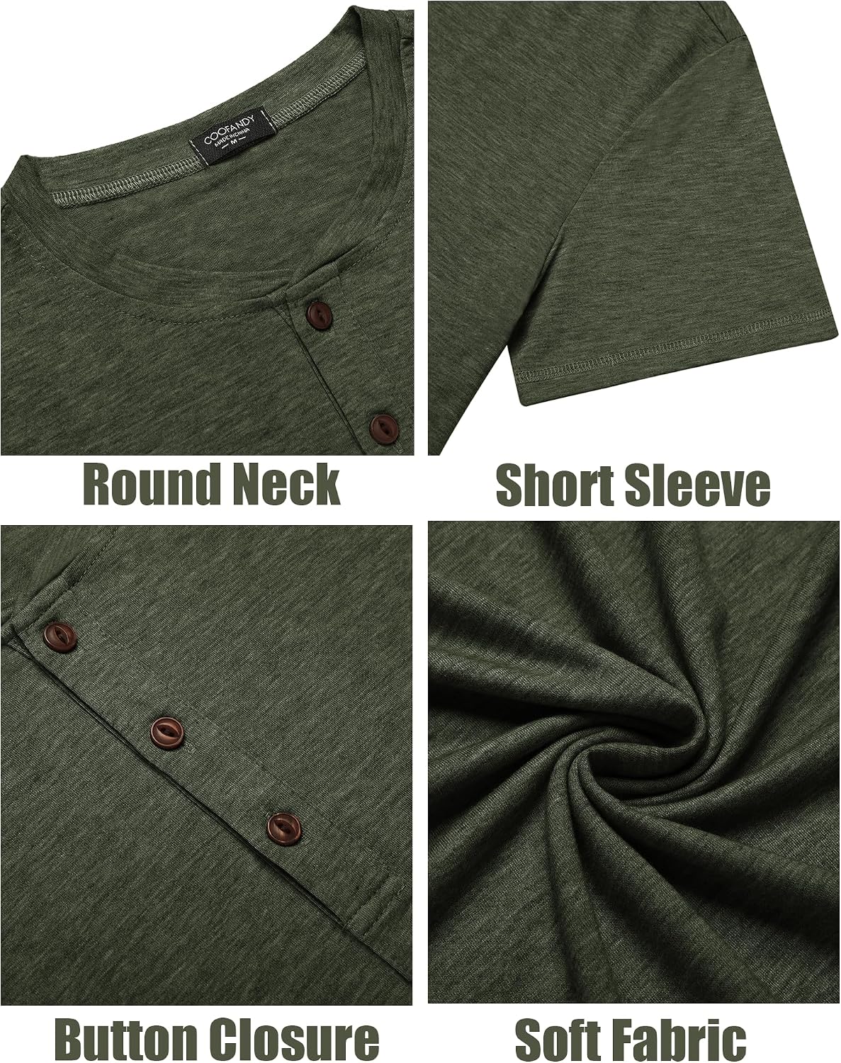 Thumbnail 6 de COOFANDY Men's Henley Short Sleeve Casual Basic Tee