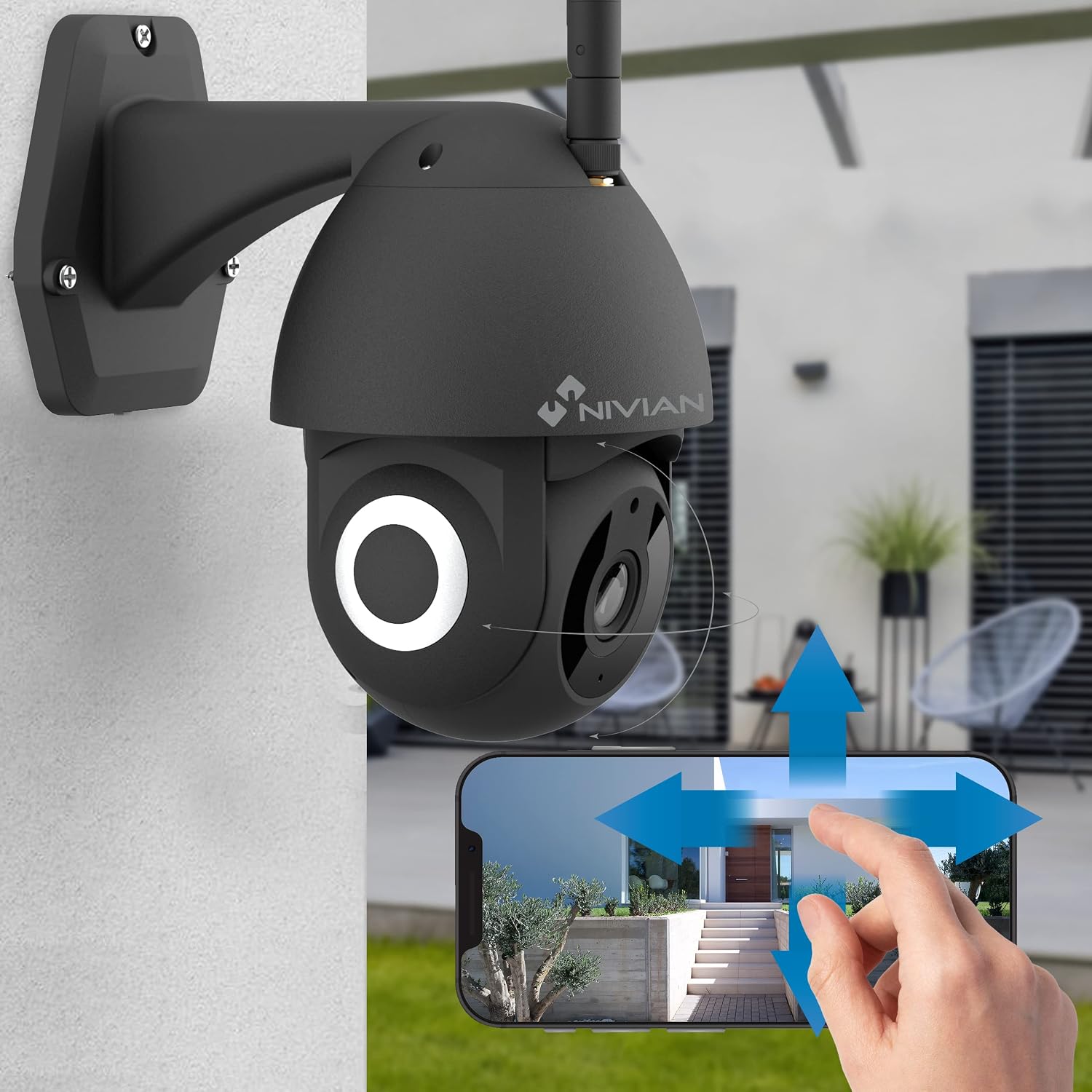 Thumbnail 2 de NIVIAN Telecamera PTZ WiFi 2,4Ghz Half4K con Auto-tracking, visione notturna e compatibilità con Alexa e Google Home
