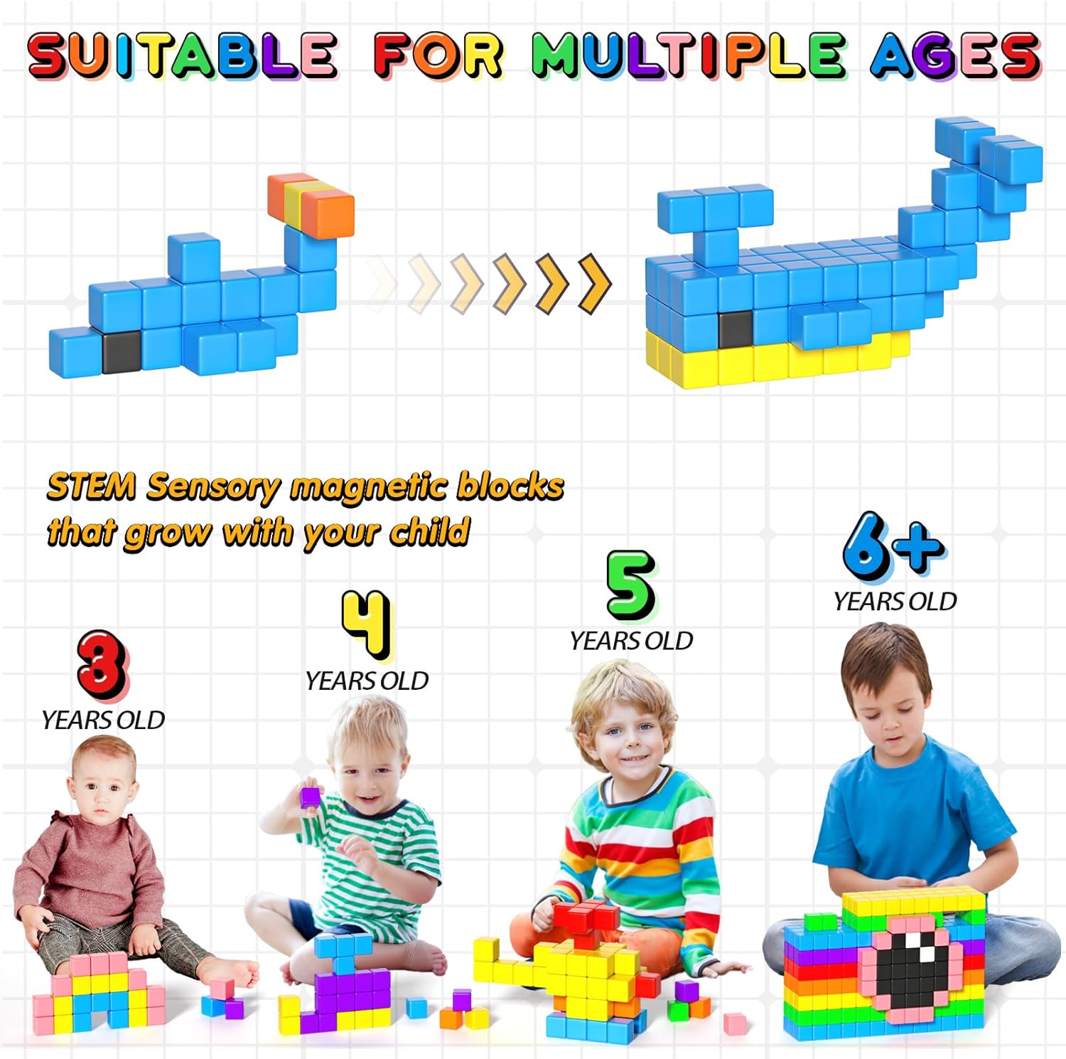 Detalle de Apluses 54 PCS Magnetic Blocks 54-piece magnetic set 🧲