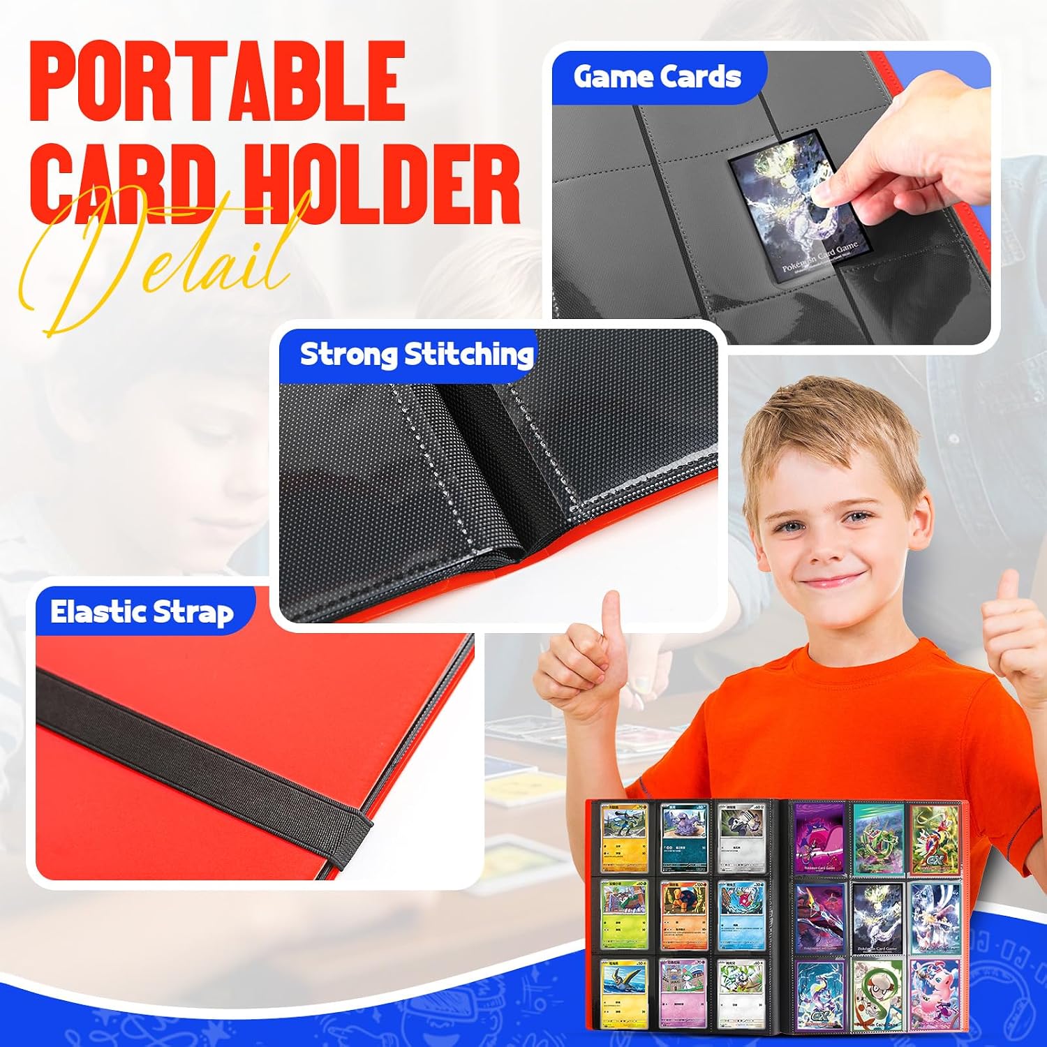 Detalle de Card Binder 9-Pockets: 360 Card Capacity Trading Card Binder (Red)