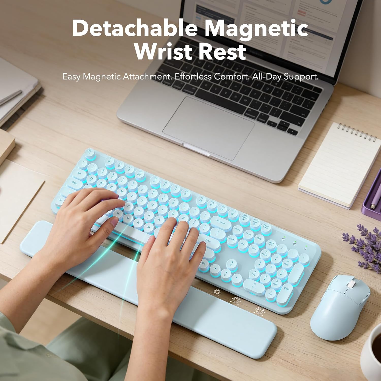 Thumbnail 2 de Wireless Keyboard and Mouse Combo (Backlit Round Keycaps) in Glowing Blue