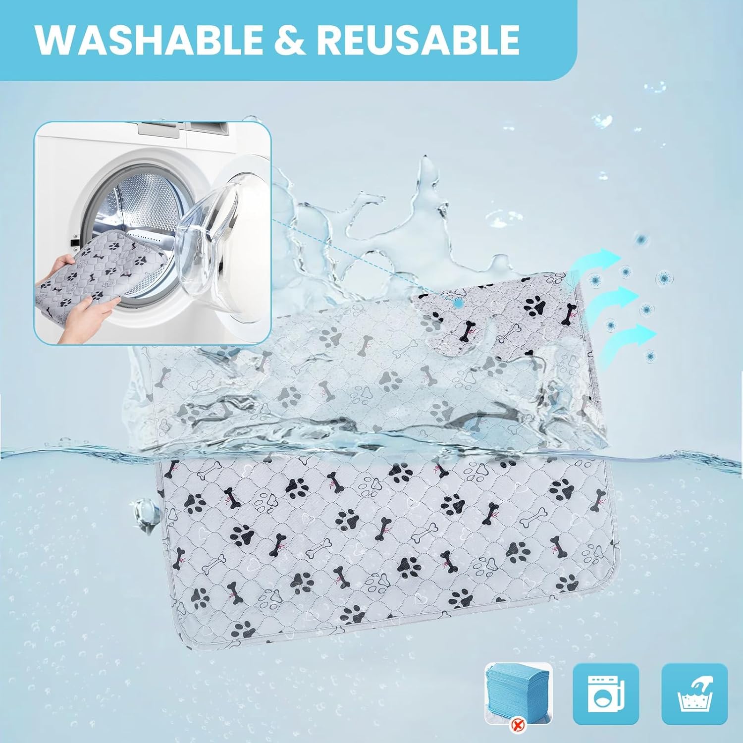 Thumbnail 6 de PmakeEorT 2er-Set waschbare Welpenunterlagen (Trainingspads) 90 x 80 cm – rutschfest & schnell trocknend