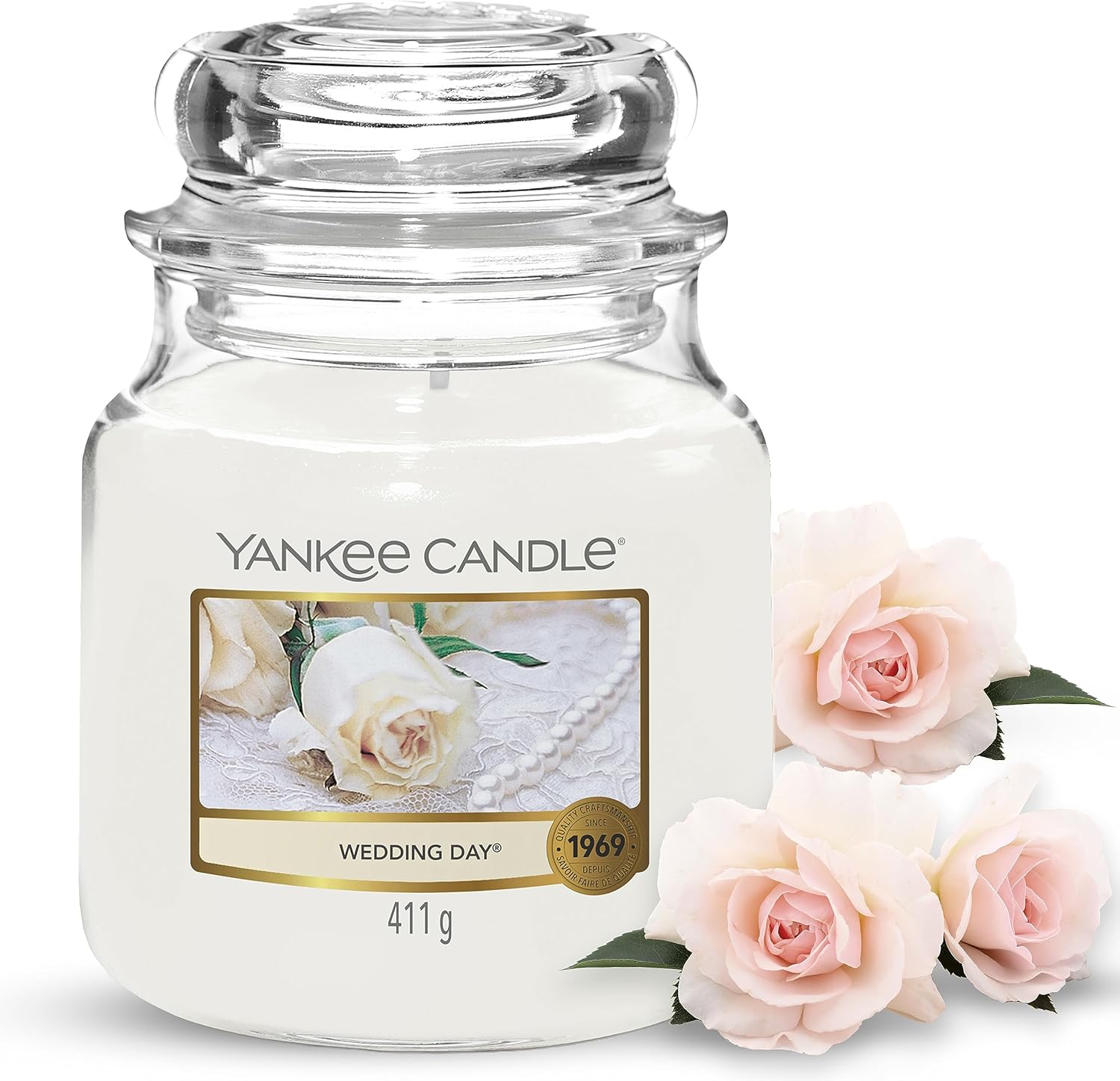 Detalle de Yankee Candle bougie jarre parfumée Jour de noces – moyenne taille, 411 g, 50–75 heures