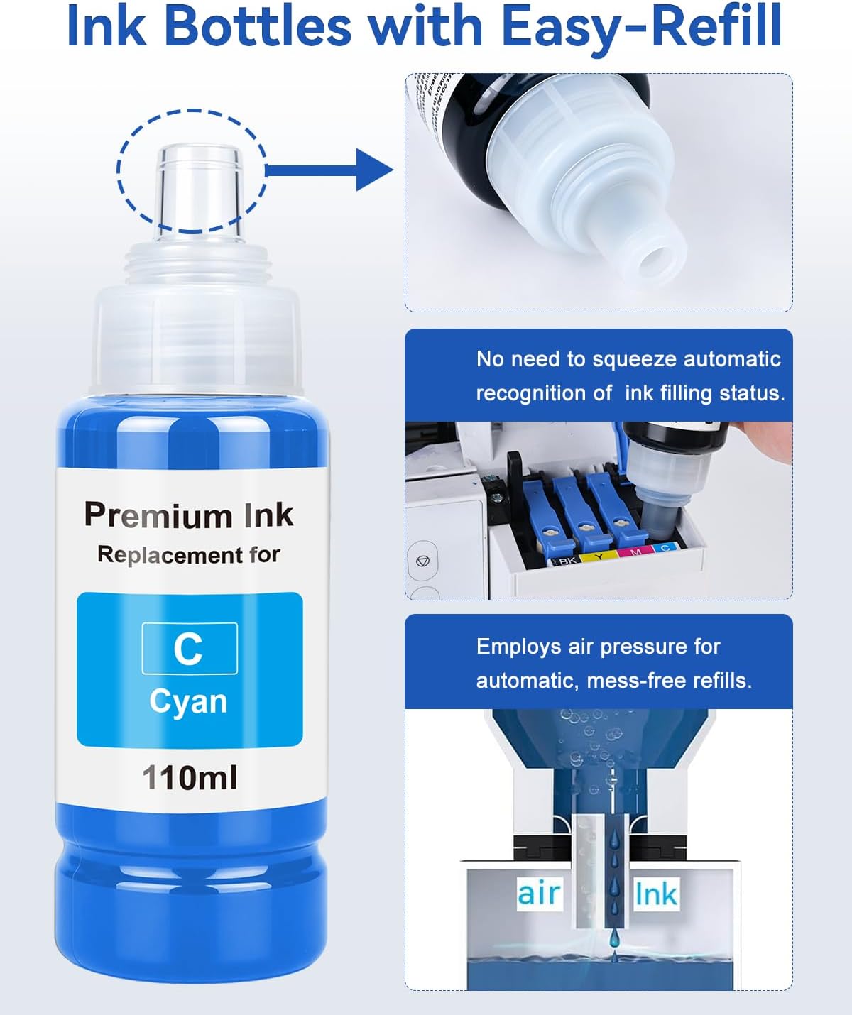 Detalle de EaseFusion 522-Compatible Ink Refill Bottles, 5-Pack, 550 ml Total