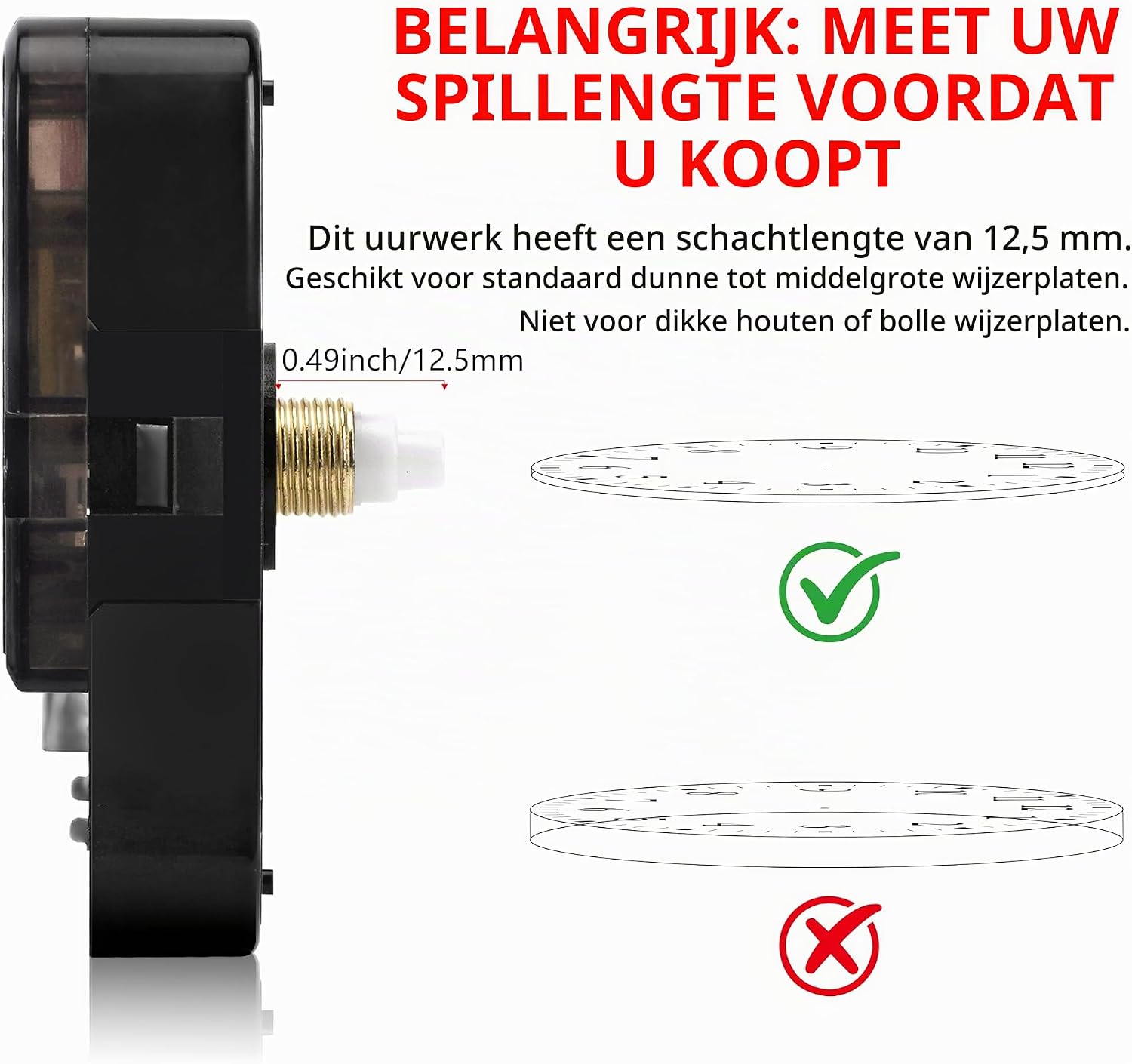 Detalle 2 de Foxtop Silent Sweep Quartz-klokmechanisme, 12,5 mm, stil en op AA-batterij