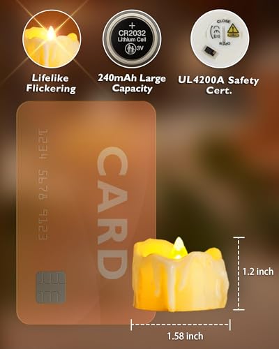 Detalle de Homemory 12er Electric Teelicht mit Timer – batteriebetriebene LED-Teelichter im Set