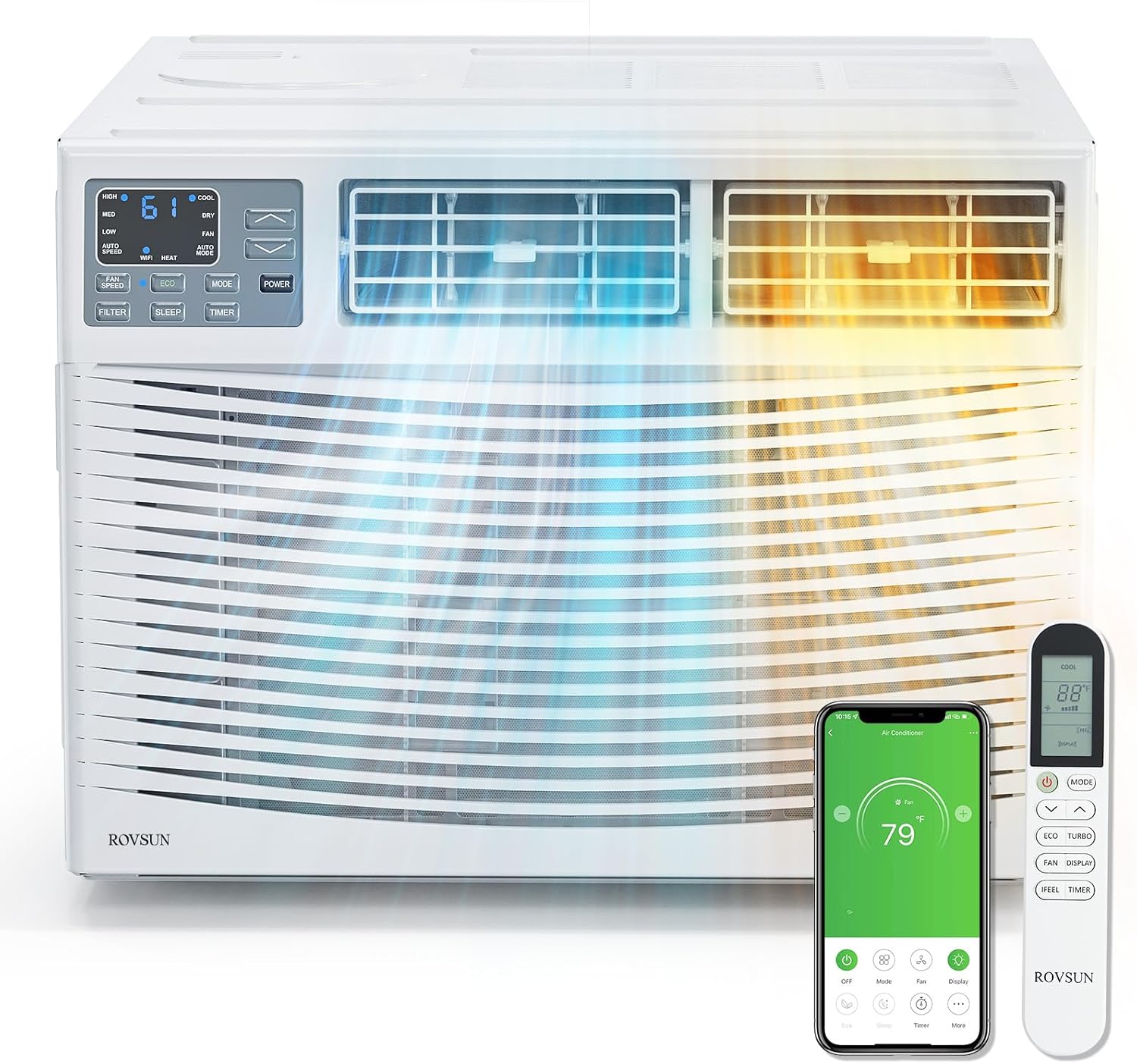 Detalle de ROVSUN Window AC & Heater-8K, 8,000 BTU, Wi-Fi and Voice Control