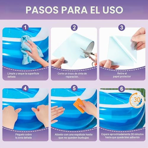 Thumbnail 6 de Parches Piscina Bajo Agua de Edonkvi: Kit de Reparación 300 cm × 10 cm para Piscinas y Colchones Inflables