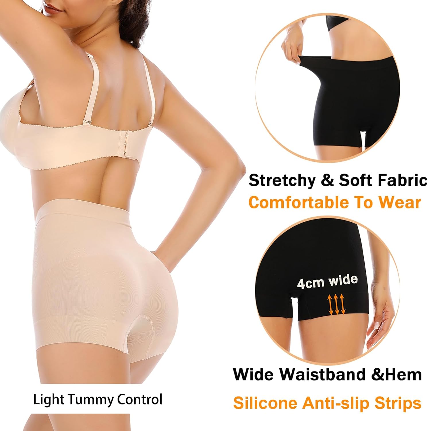 Detalle de Womens Seamless Shaping Boyshorts Panties: Light to Medium Waist Control, No-Dig Comfort