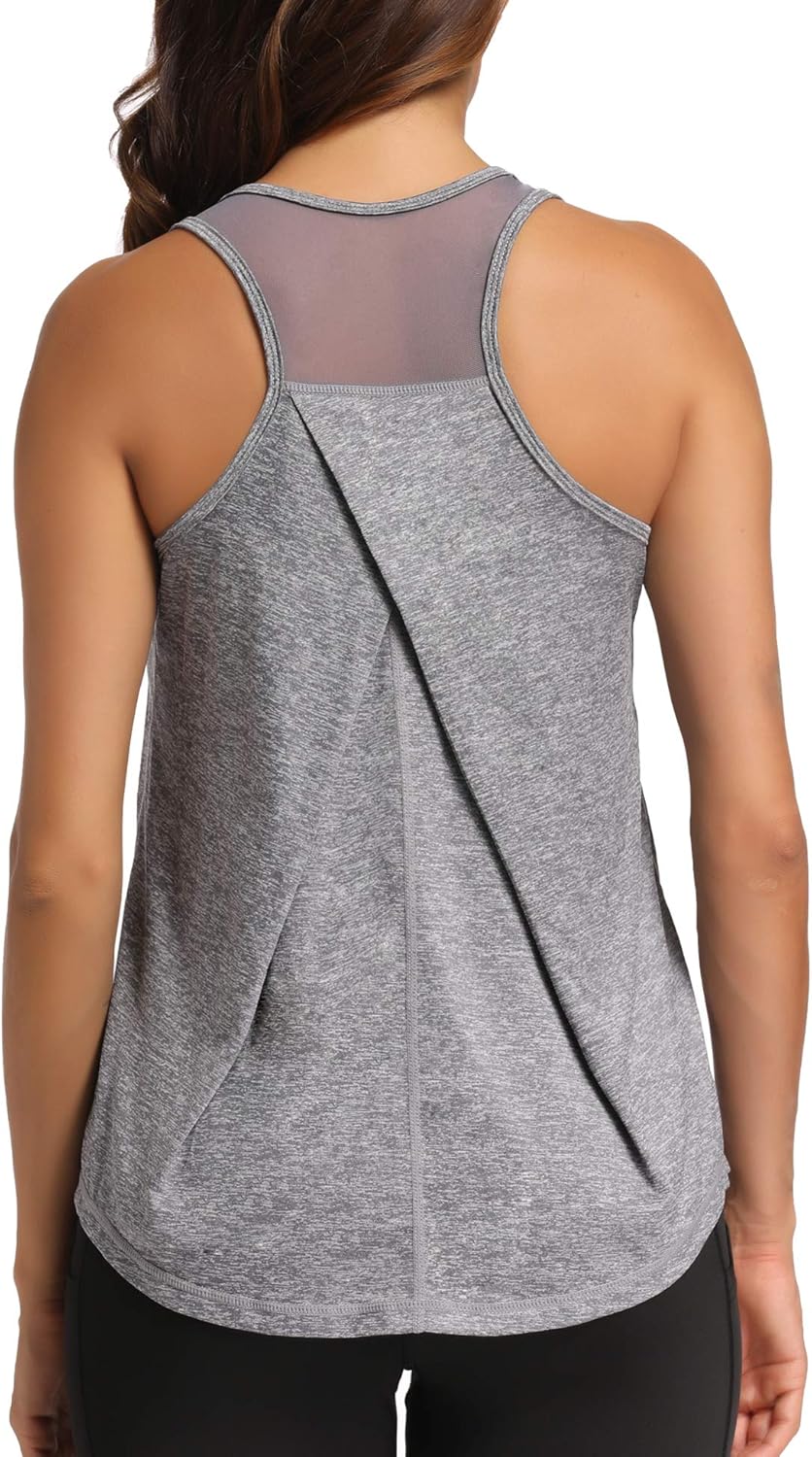 Detalle de Aeuui Women’s Workout Tank Tops Racerback Mesh (Sleeveless Gym & Yoga)