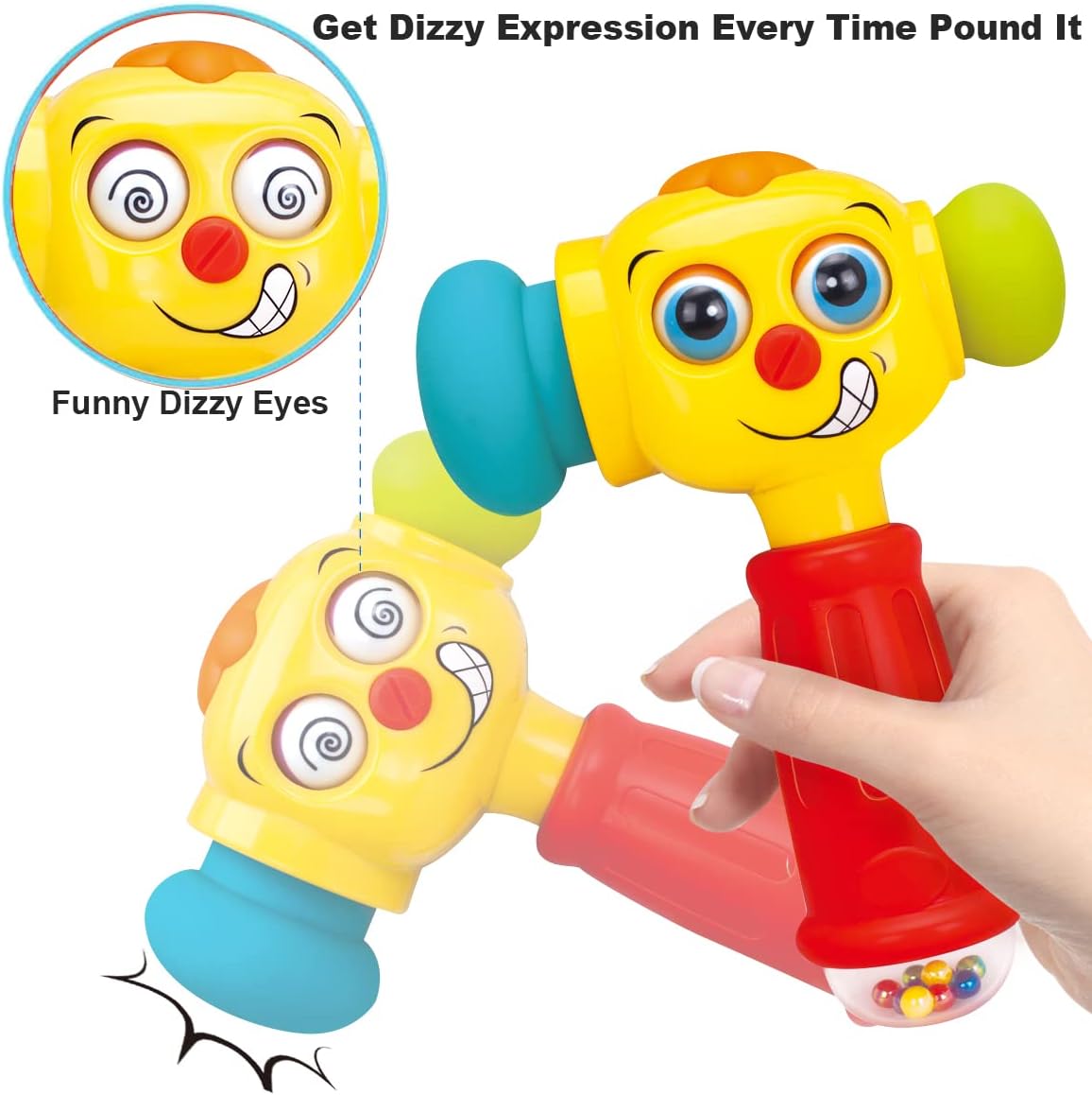 Detalle 2 de HOLA musical hammer rattle toy for 12–18 months – lights, sounds & learning modes