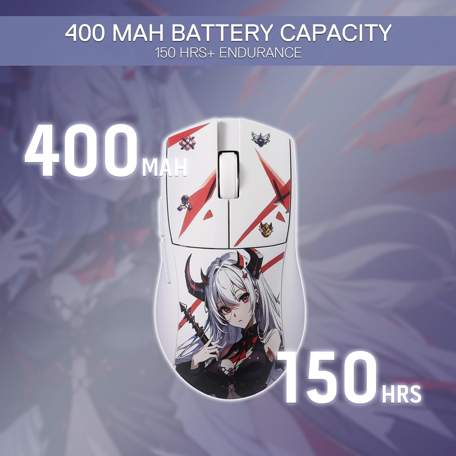 Detalle de Redragon M916AK PRO 3-Mode Anime gaming mouse with ergonomic natural grip
