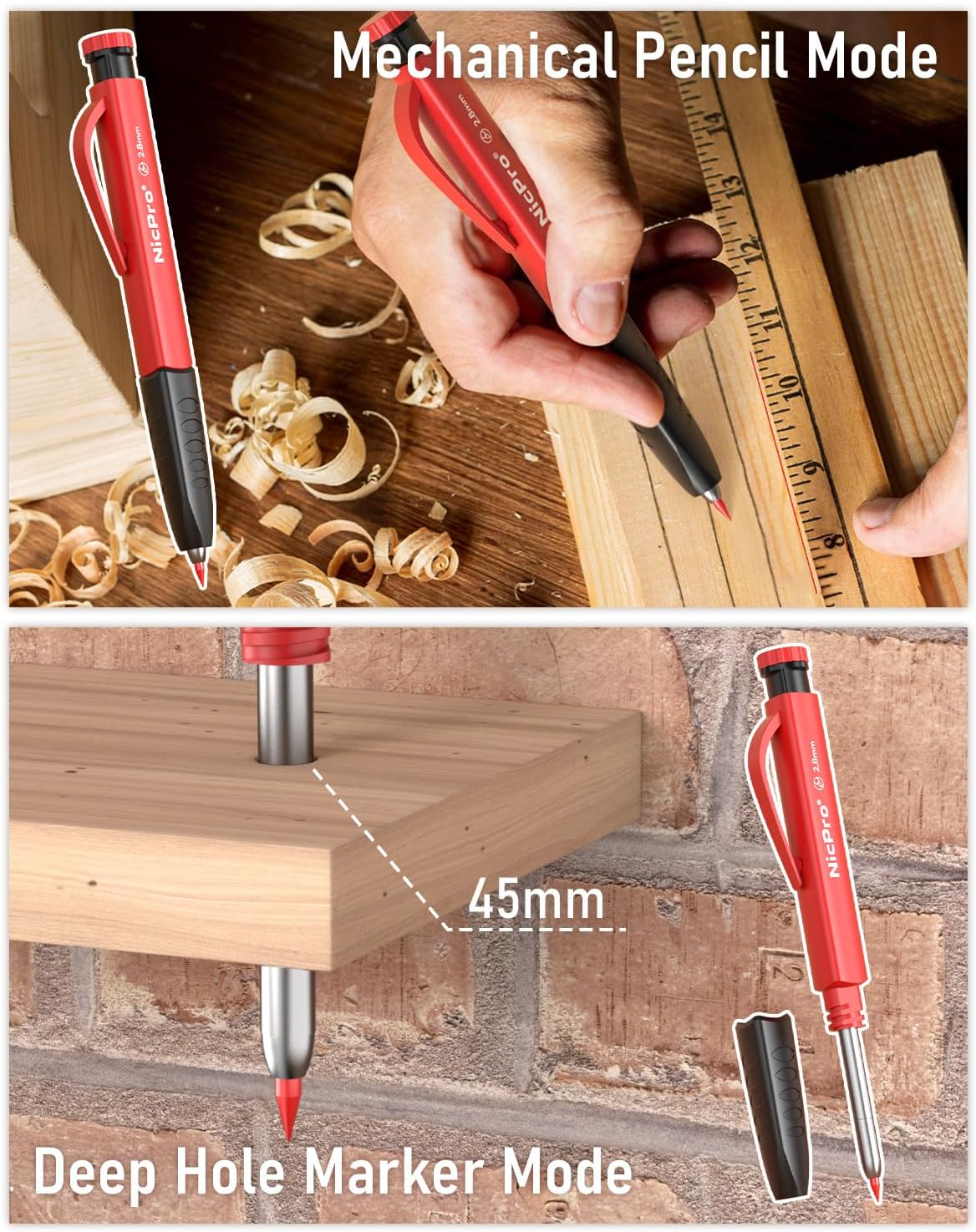 Thumbnail 2 de Nicpro 3‑in‑1 Carpenter Pencil Set with 54 Refills