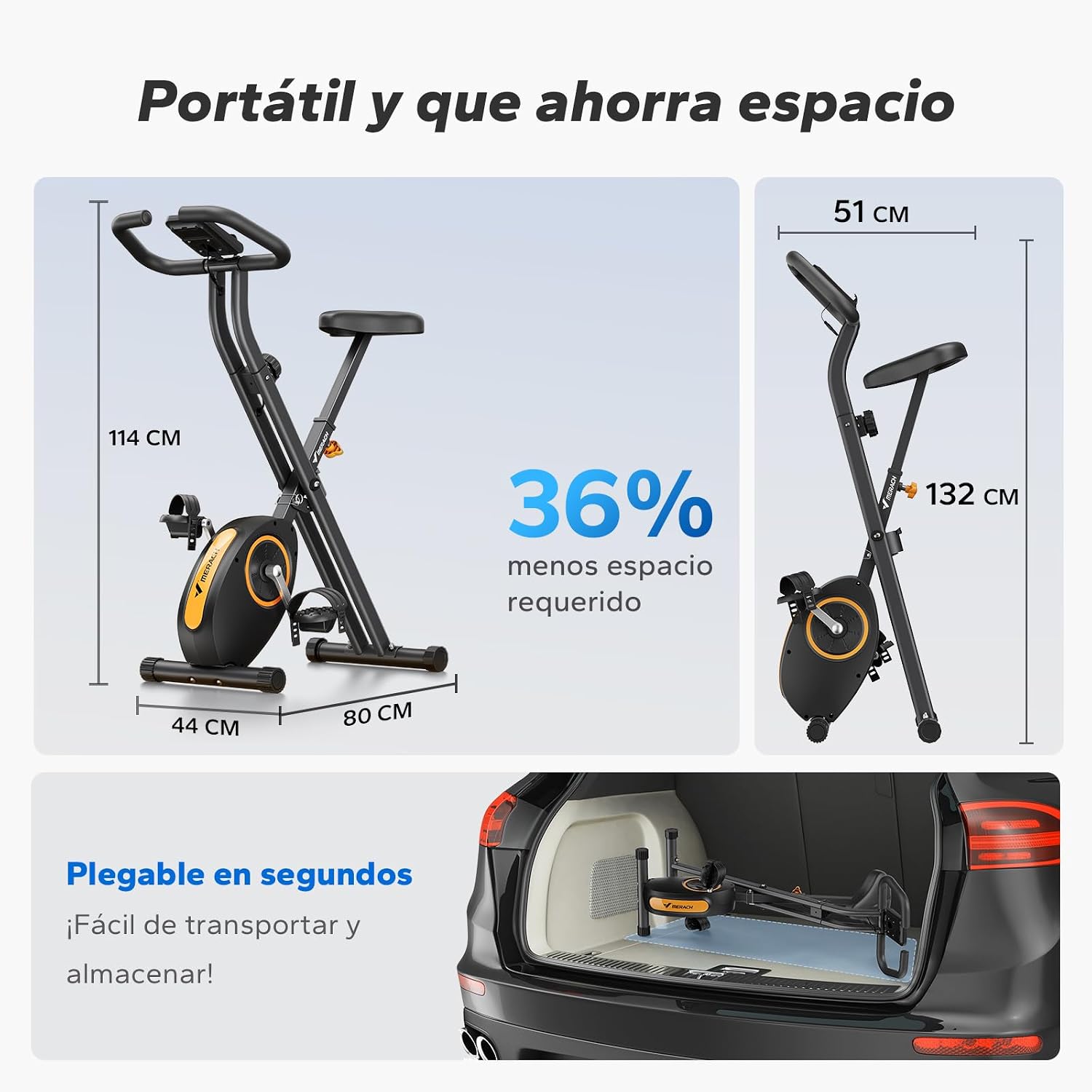 Thumbnail 5 de MERACH Bicicleta Estática Plegable 135 kg