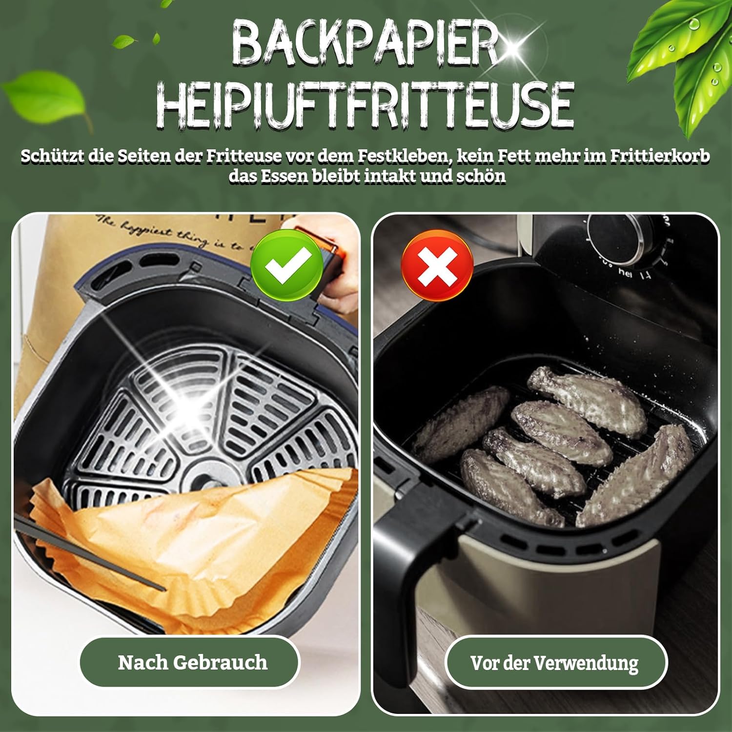 Thumbnail 1 de Backpapier für Heißluftfritteuse 110 Stück 24 cm