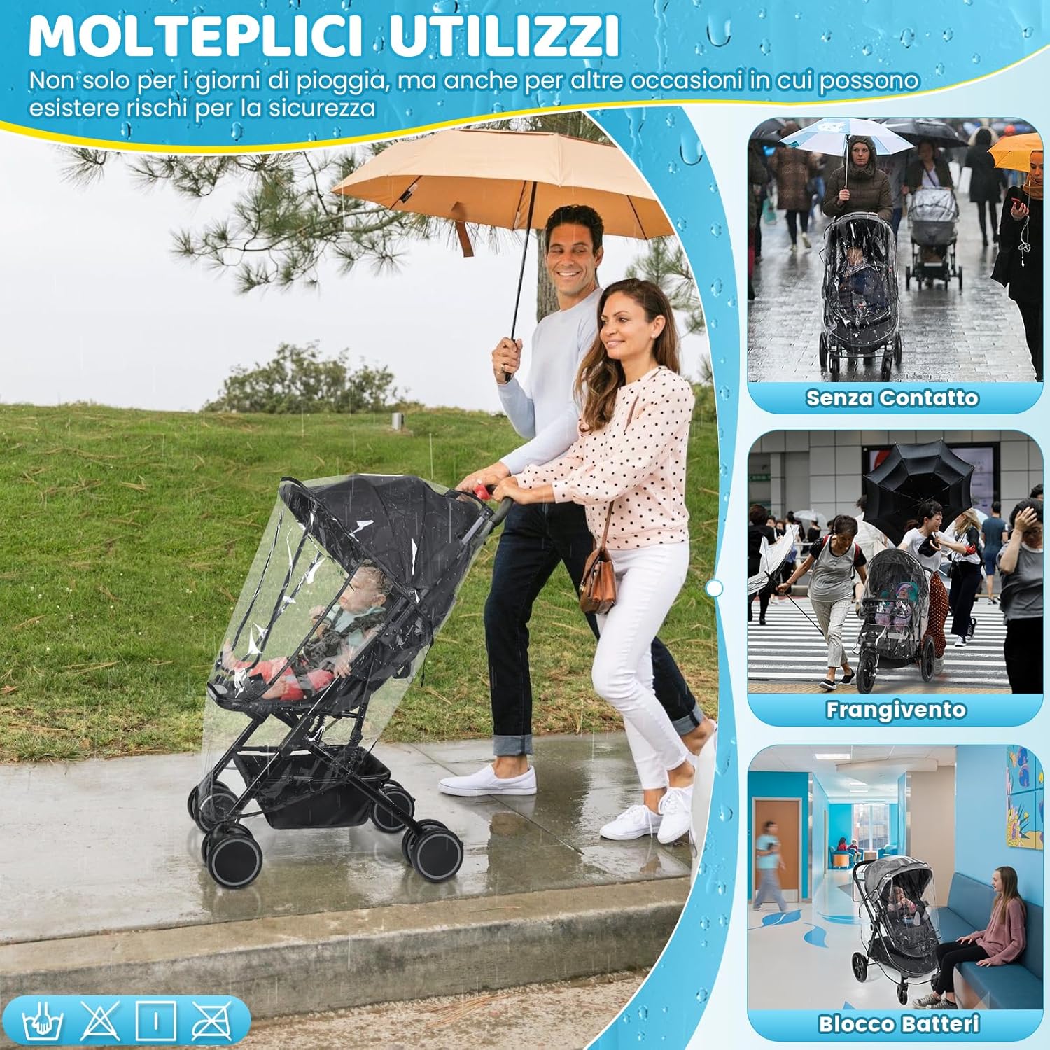 Thumbnail 5 de Orzbow Parapioggia per passeggino universale con finestra, EVA alimentare trasparente e apertura facilitata