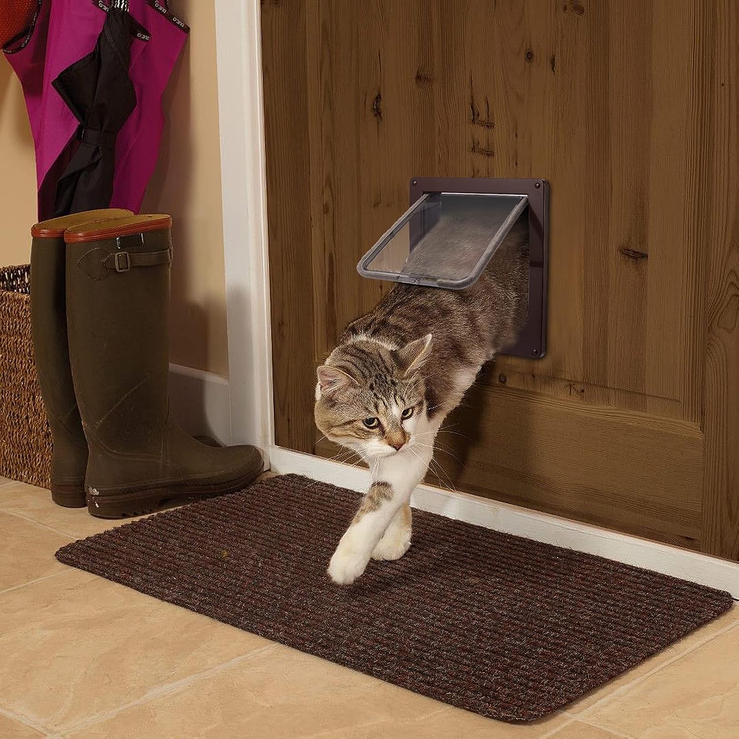 Detalle de Sailnovo Katzenklappe 4 Wege – leichtere Installation, sichere Belüftung und ruhiger Betrieb für Katzen und kleine Hunde