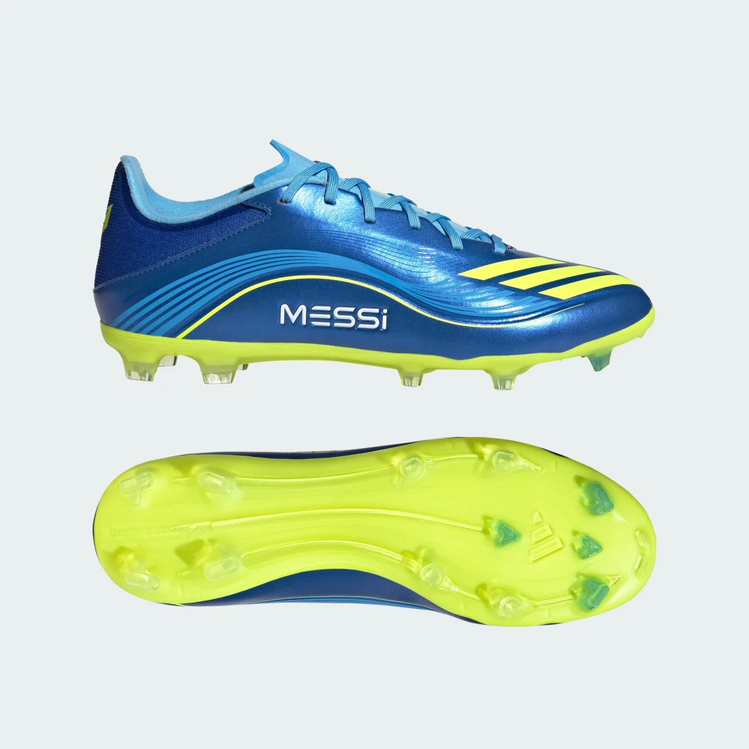 Detalle de Adidas Bota F50 Messi League para césped natural seco / multisuperficie – azul