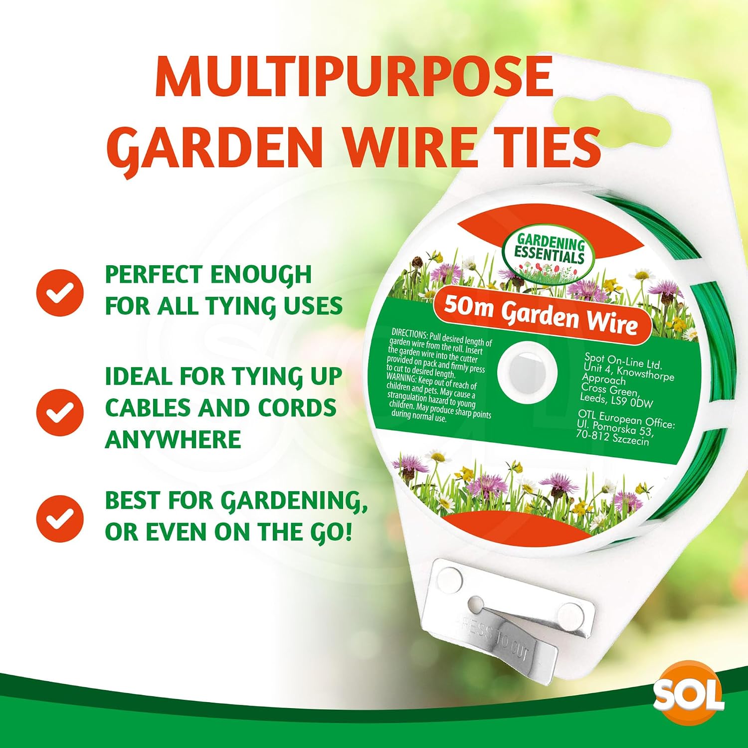 Detalle 2 de SOL 100m Garden Wire (2 x 50m) with Dispenser & Built-In Cutter